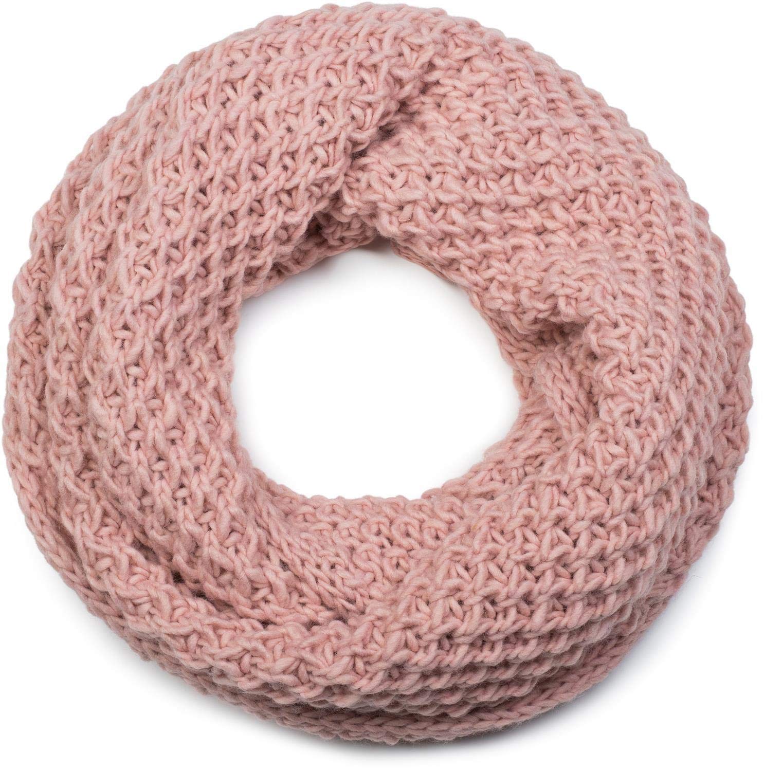 styleBREAKER Knit Loop Scarf and Snood in Rough Knit Pattern, Unisex, Colour: Old Rose