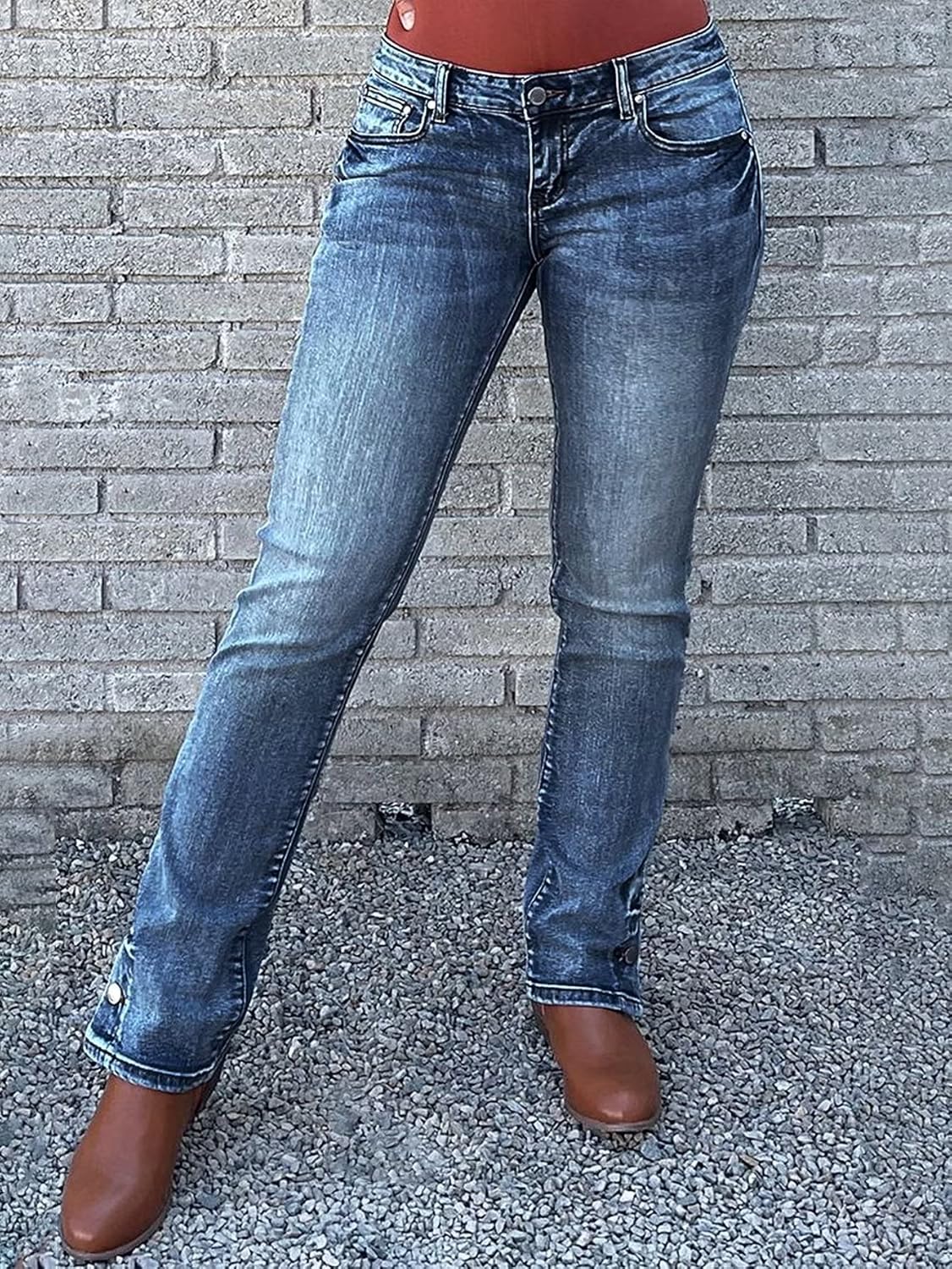 Flamingals Butt Lifting Bootcut Jeans Stretchy Casual Fall Winter Trendy Flare Leg Jeans for Women