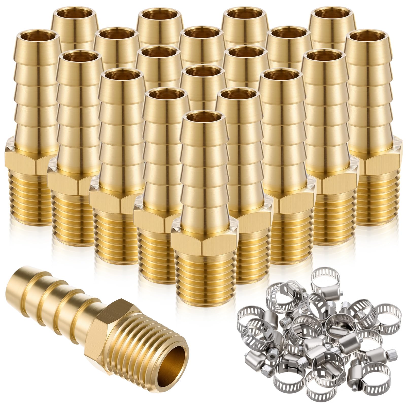 20 Pack 3/8" to 1/4" NPT Air Hose Barb Fittings Male Adapter