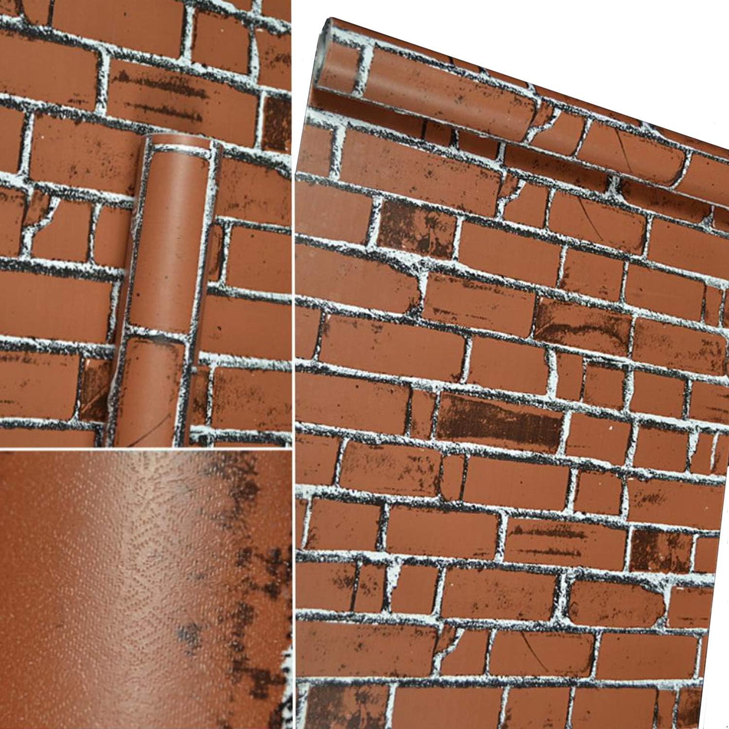 3D Brick Wallpaper Self-Adhesive Vinyl Wall Paper Removable Decorative Wallpaper Peel and Stick Waterproof Wallpaper for Home Design (17.7"×385.8")