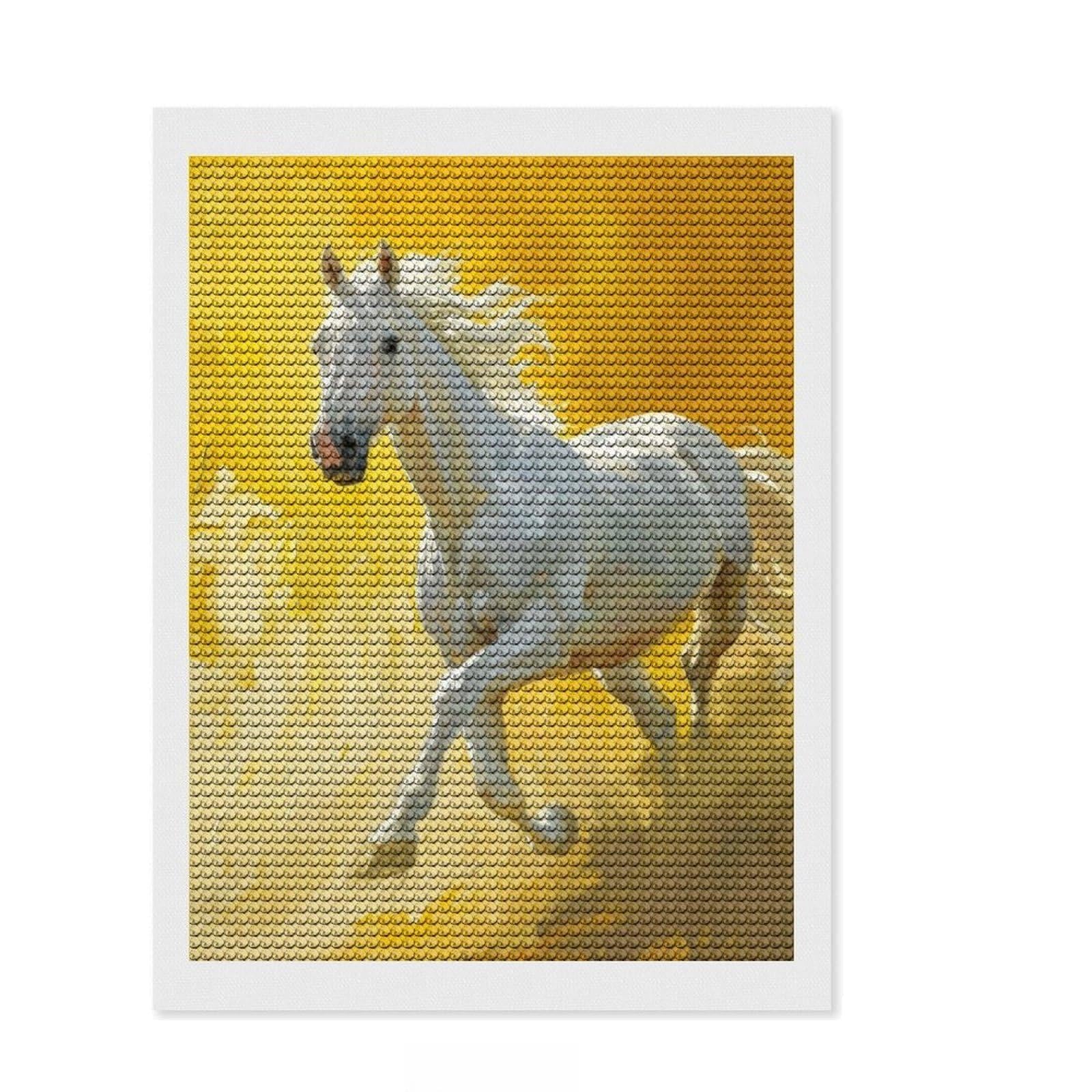 Junmoney Gallop Glow Diamond Painting Set 12"x16", for Craft Lovers, Creative Leisure Activity, Farmhouse Decor, Holiday Gift Idea