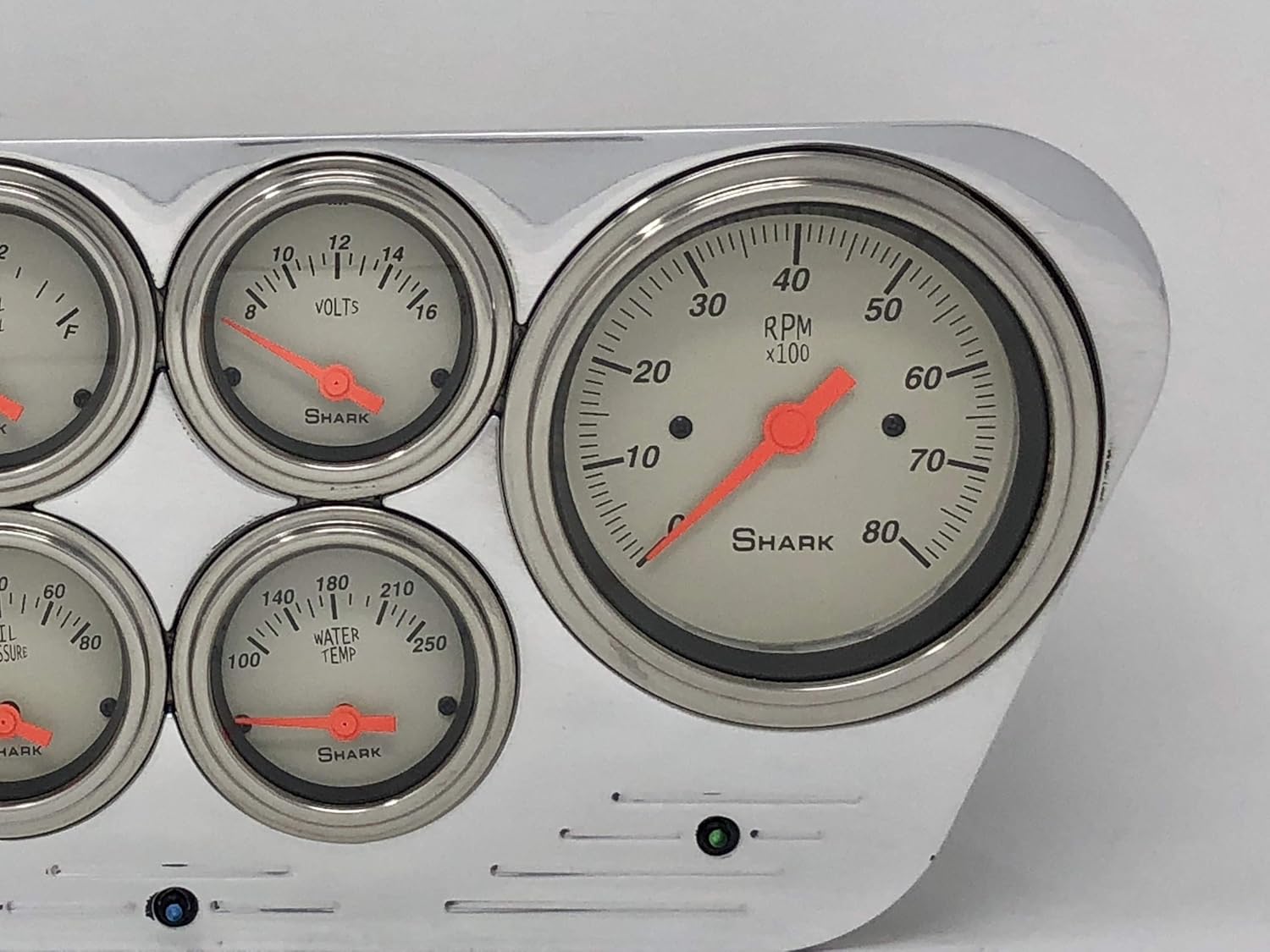 Dolphin Gauges Compatible 1953-1955 Ford Truck 6 Gauge Dash Cluster Set, Programmable, Polished Billet Aluminum, Convex Lenses, Air Core Movements