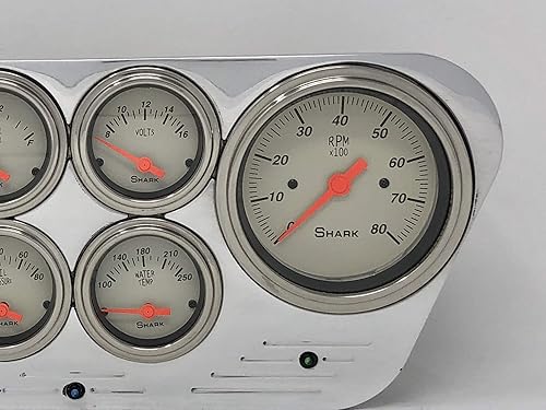 Miniatura 3 de Dolphin Gauges Compatible 1953-1955 Ford Truck 6 Gauge Dash Cluster Set, Programable, Aluminio Billet Pulido, Lentes Convexas, Movimientos Air Core