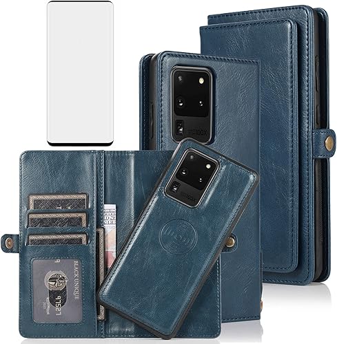 Vista 8 de Asuwish Phone Case for Samsung Galaxy S20 Ultra Glaxay S20ultra 5G Wallet Detachable Cover with Tempered Glass Screen Protector and Flip Credit Card