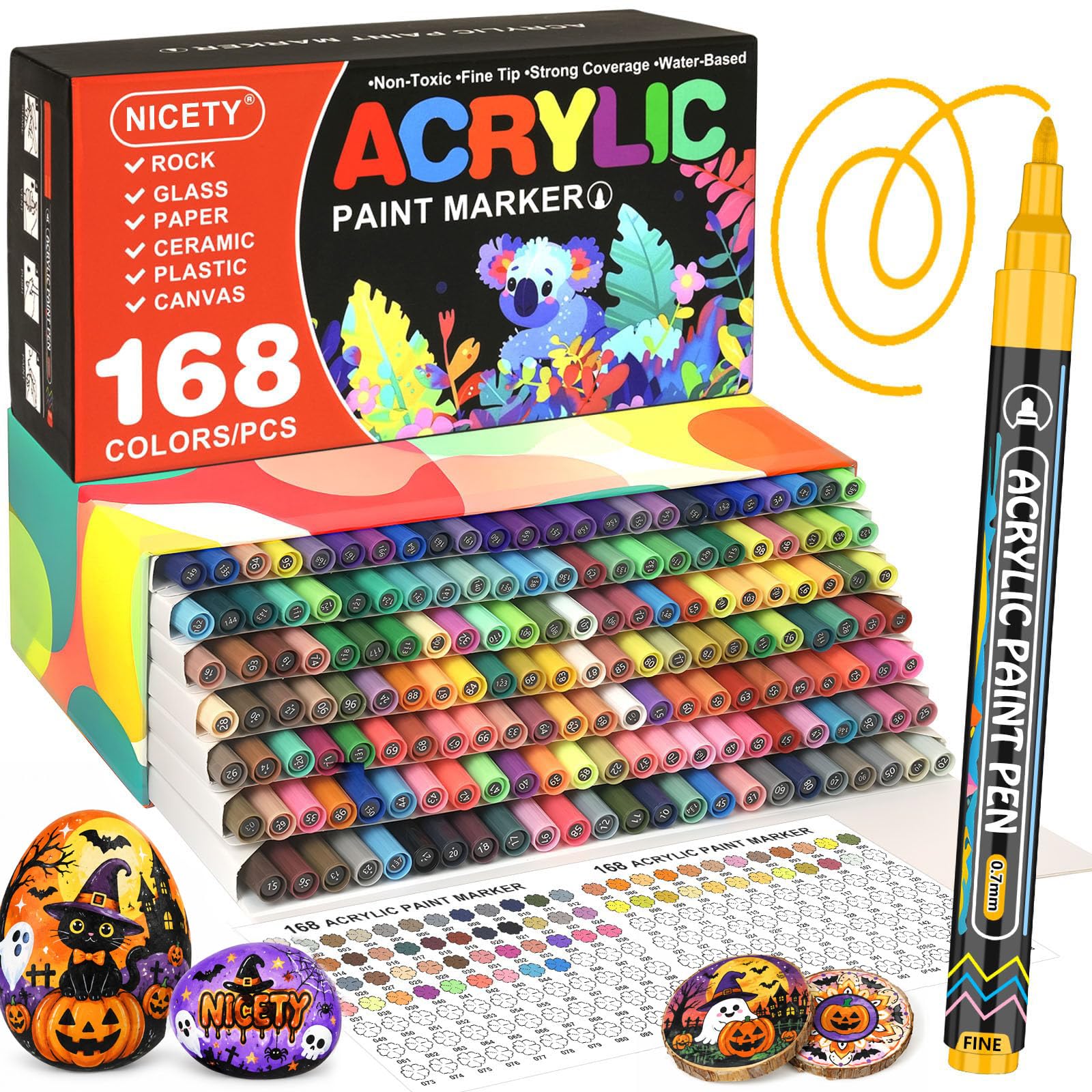 NICETY Acrylfarben-Marker mit feiner Spitze, für Kleidung und Textil, 168