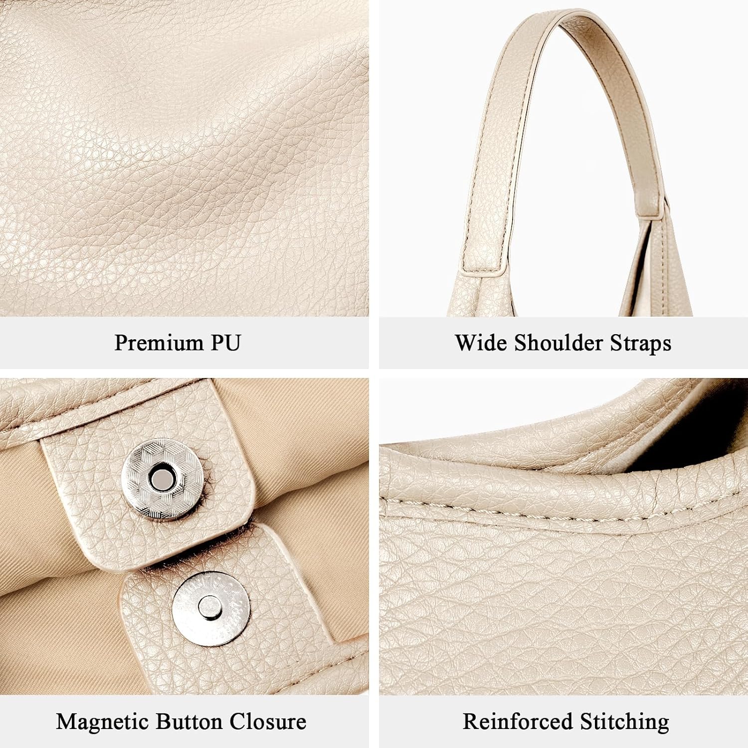 Shoulder Bag for Women, Slouchy Hobo Purse, Soft Vegan Leather Hobo Bag Handbag, Trendy Everyday Tote Style, 11'' (28cm) - Image 6