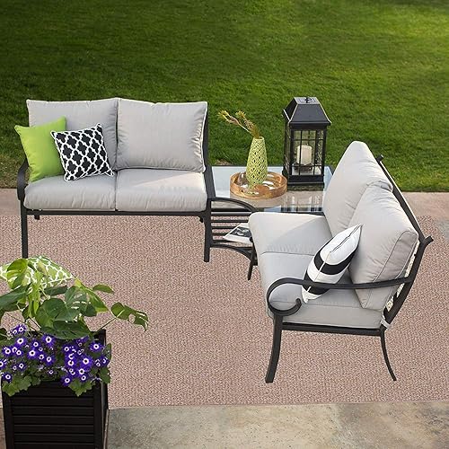 Miniatura 5 de Ambiant Broadway Collection - Alfombras para interiores y exteriores, aptas para mascotas, color beige, 2 pies redondos, (A-NEYLAND2-BEIGE-2 redonda)