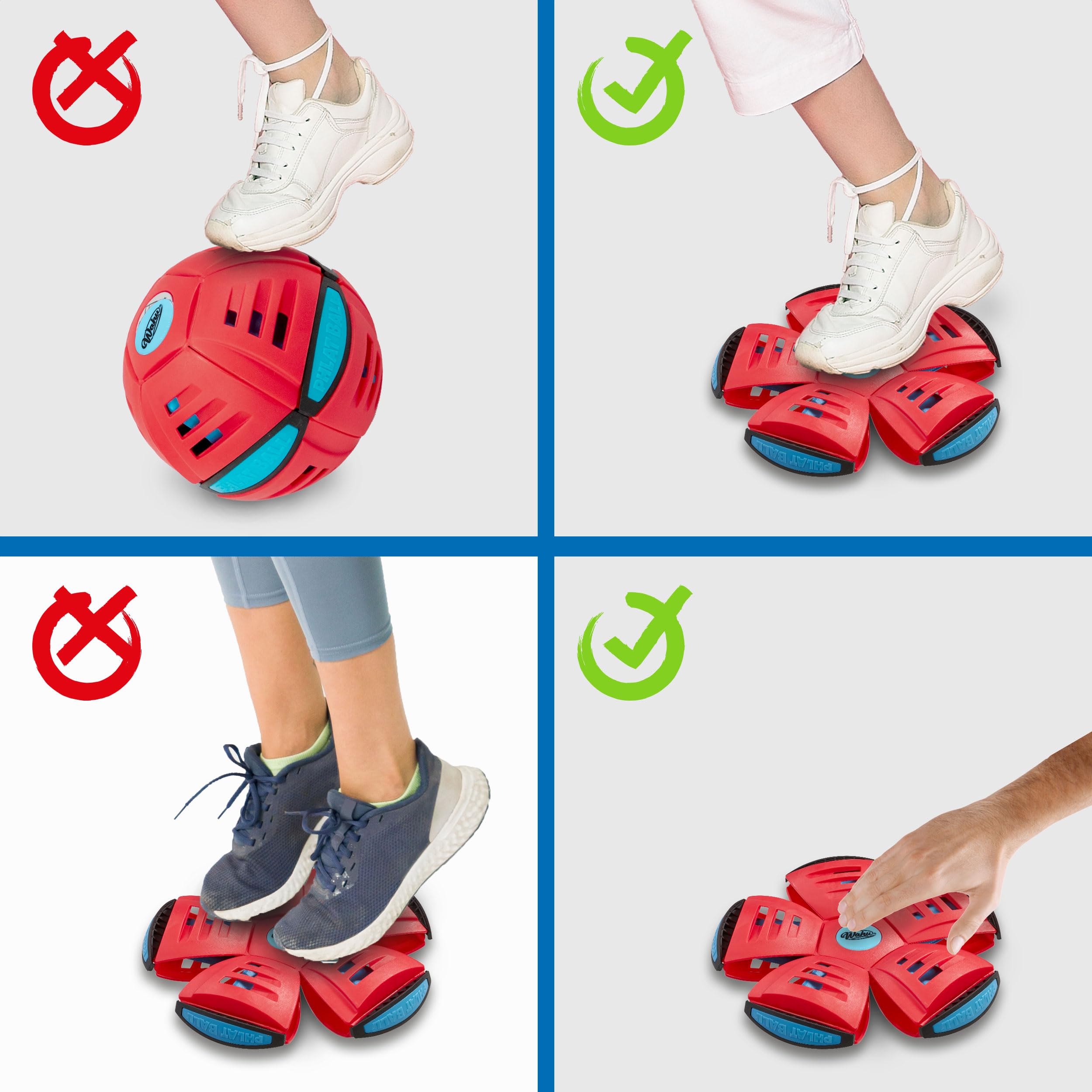 Wahu - PHLAT BALL Classic - Rouge - Frisbee Volant qui se Transforme en Ballon - Jeux Extérieur Enfants Dès 5 Ans - Balle Innovante 15,7cm - Frisbee 22,9 cm - Jeu Plage & Plein Air - 2+ Joueurs