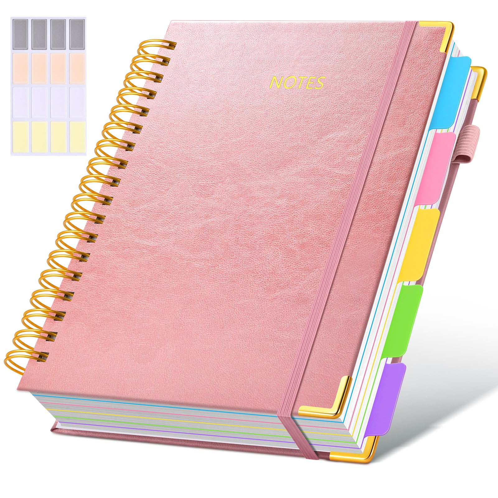 dilitego Leather Spiral Notebook Journal 8"x10" (300 Pages, Rose Gold) | Acid-Free Paper College Ruled - main product image