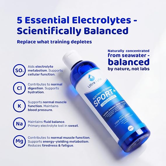 Ultra Lyte Electrolyte Drops Sport+ Concentrate - 240ml Fast Hydration Electrolytes Boost Endurance, Energy – Keto Vegan Friendly Rehydration Liquid Electrolytes for Athletes, Workout - Unflavoured