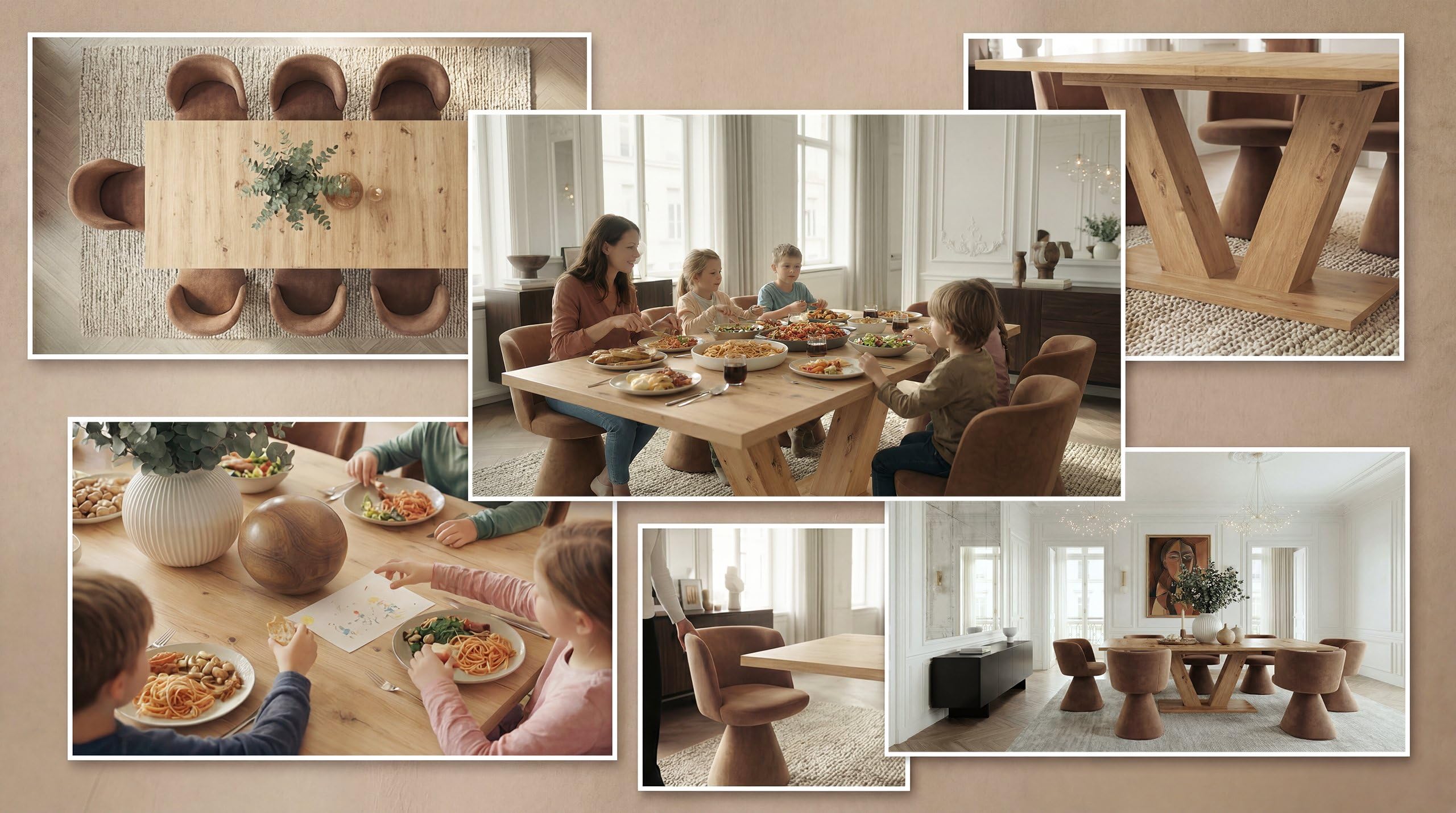 Newroom Esstisch ausziehbar Wildeiche Esszimmertisch modern V-Gestell