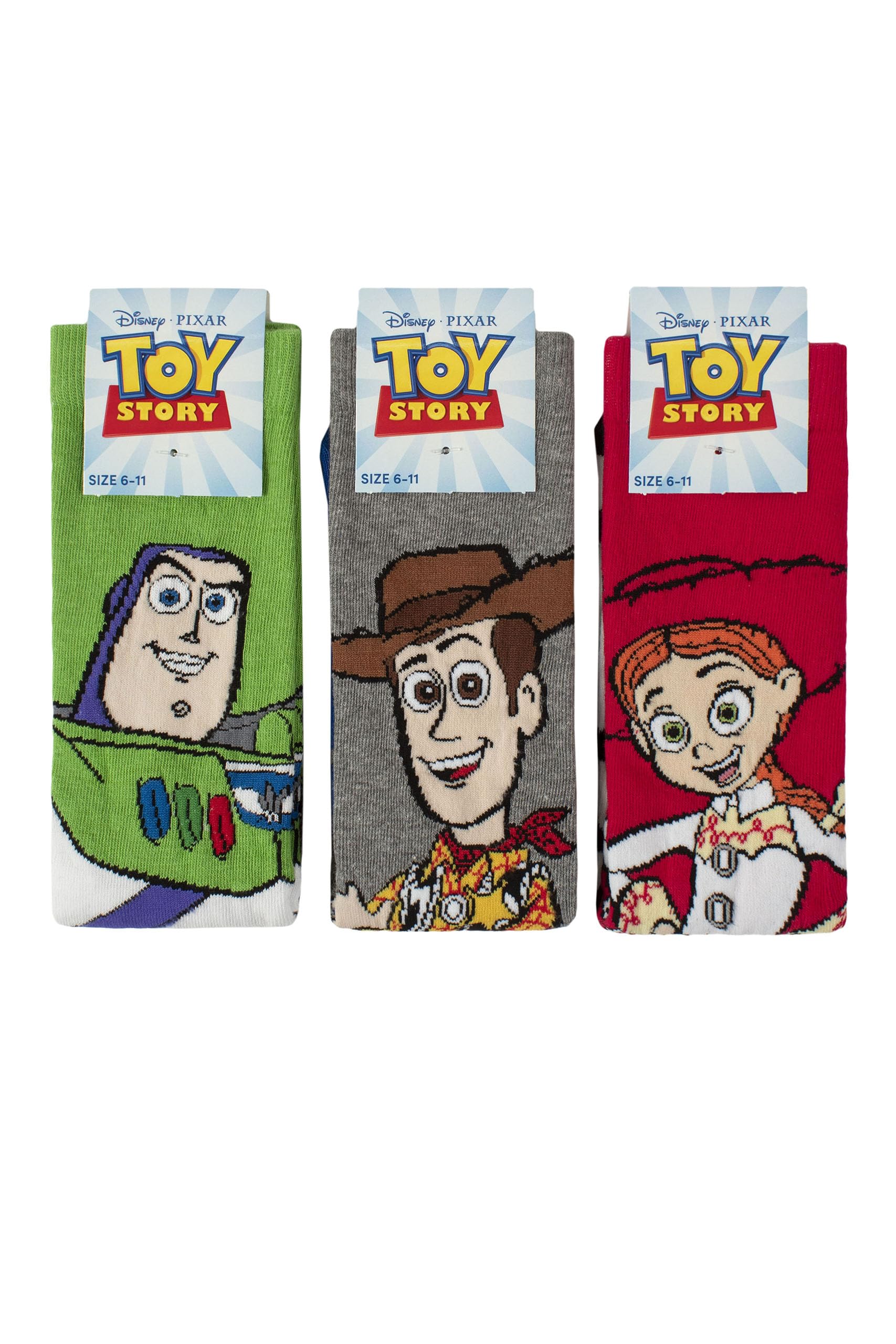 SockShop Męskie damskie skarpety Toy Story – 3 pary wielopak z Woody, Buzz Astral i Jessie, zabawne kolorowe bawełniane obuwie w rozmiarach 36-11 4-8