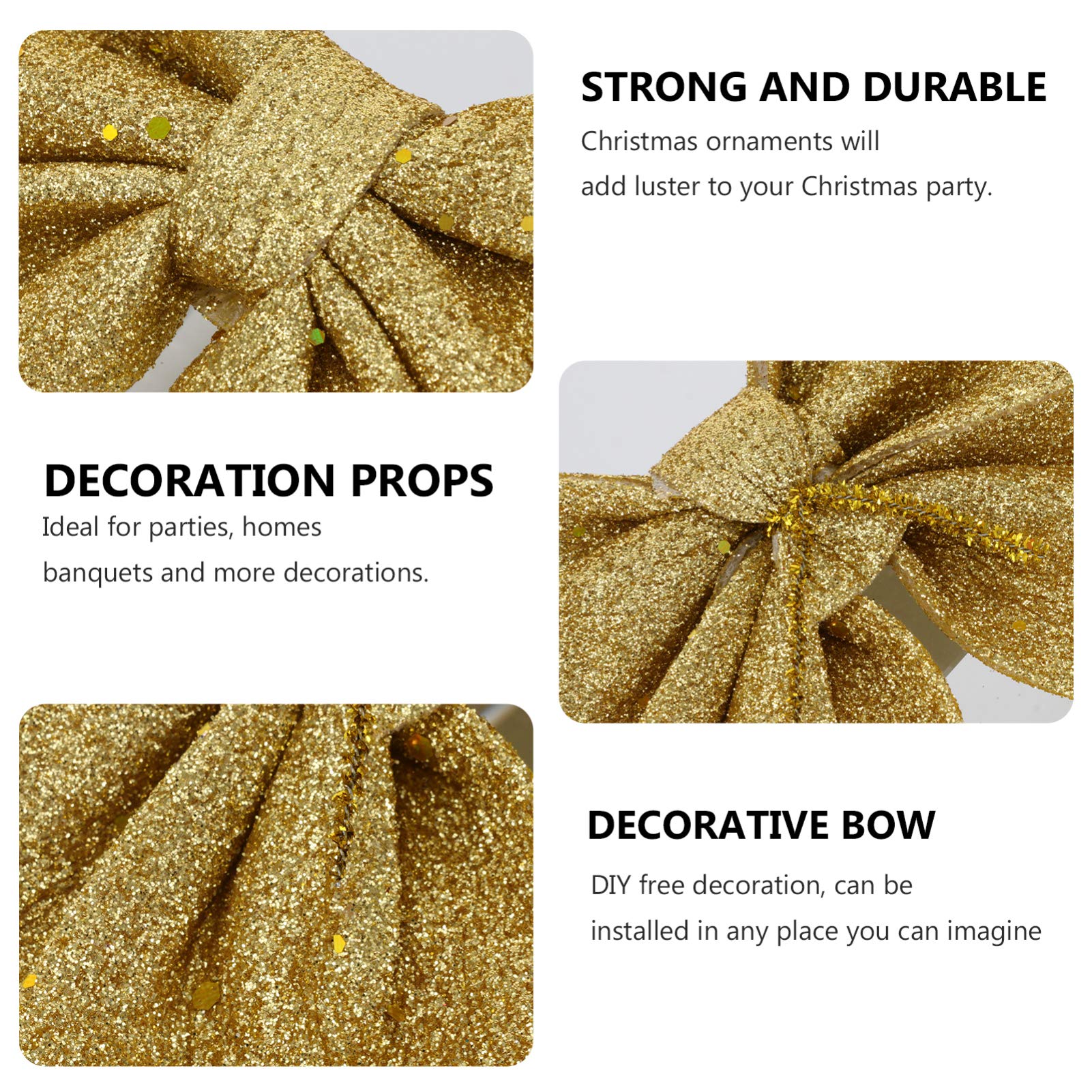 Ciieeo 3 Piezas Oro Navidad Arco árbol Navidad Lazo Tela Navidad Ornamento Christmas Tree Decoraciones Boda Arco árbol Navidad Adorno Lazo Mini
