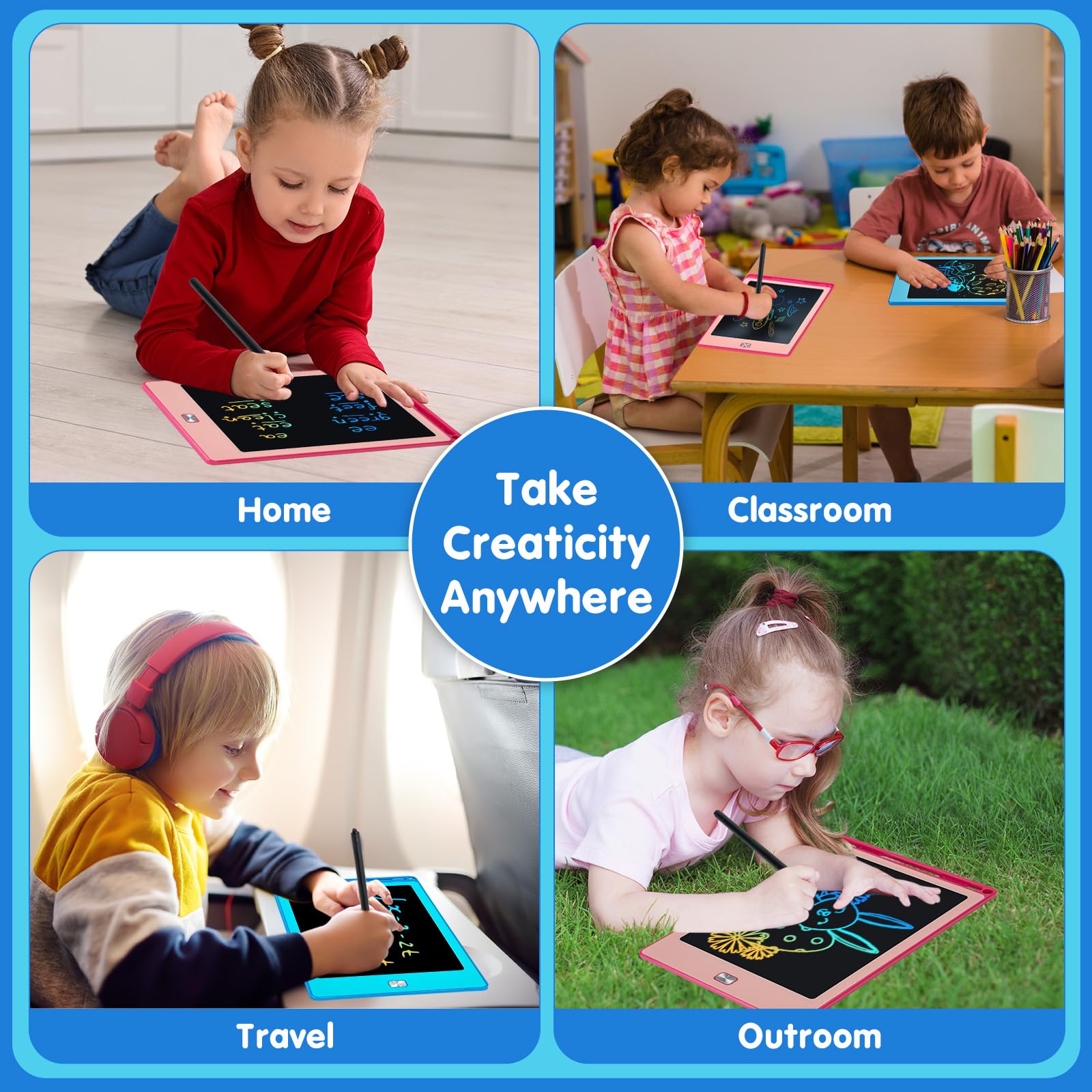 Kinayue Tableta Escritura Niños LCD 8,5 Pulgadas, Pizarra Magnetica Infantil Reutilizable, Juguete de Viaje de Aprendizaje Educativo, Regalo Cumpleaños Navidad, Tablet Dibujo Niños de 3 a 10 años — view 7