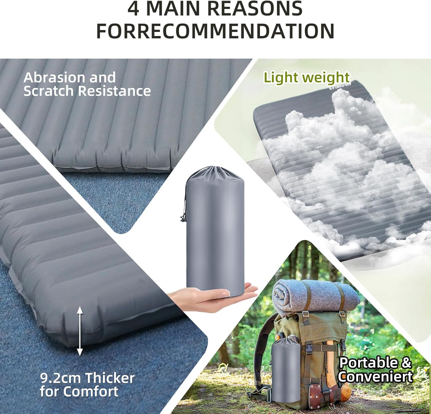 R-Value 6.9 Insulated Sleeping Pad – Inflatable & Ultralight for Winter Camping, Backpacking & Cold Weather – Self-Inflating, Non-Slip, 77.5”x39” with Pump Sack & Storage Bag