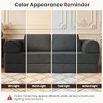 Couch pliant, canapé-lit convertible de 78'' 4-in-1 Canapé-lit pliable, dossier ergonomique & Profondeur du siège, Tissu Chenille Premium, Canapé au sol pour le salon/chambre d'hôtes/salle de jeux, Gris