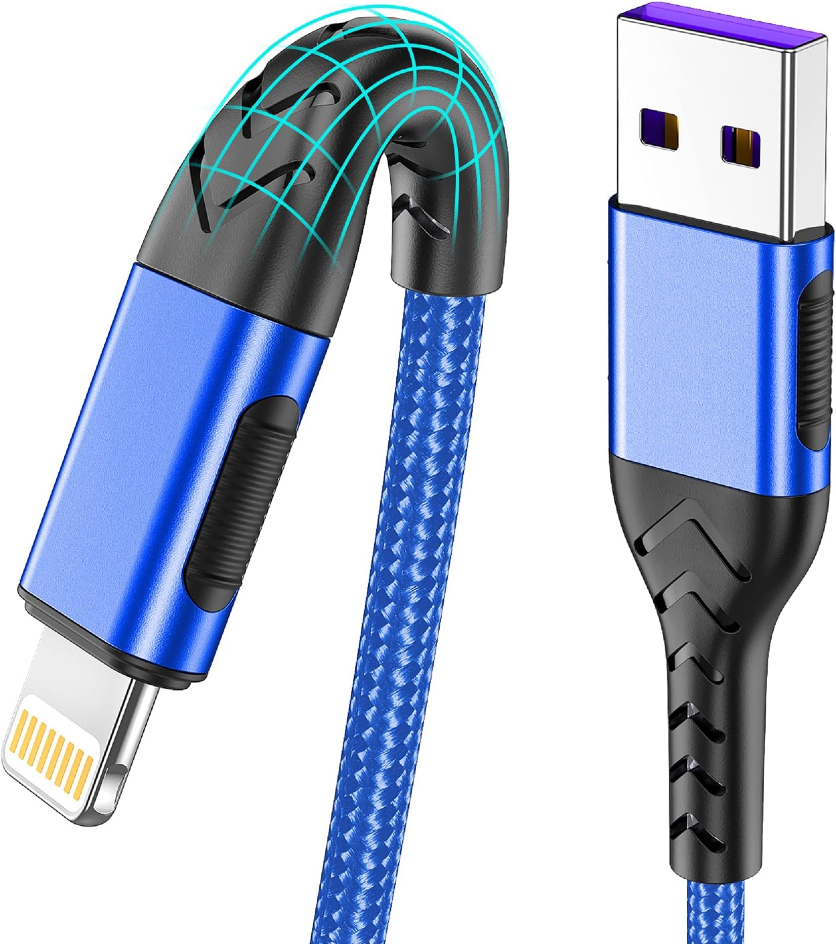 iPhone Charger, [Apple MFi Certified] 3Pack 6FT Lightning Cable for Long Charger Cable, Fast iPhone Charging Cord Compatible with with iPhone Xs Max/XS/XR/X/8/7/6S/6/Plus/SE/iPad(Blue)