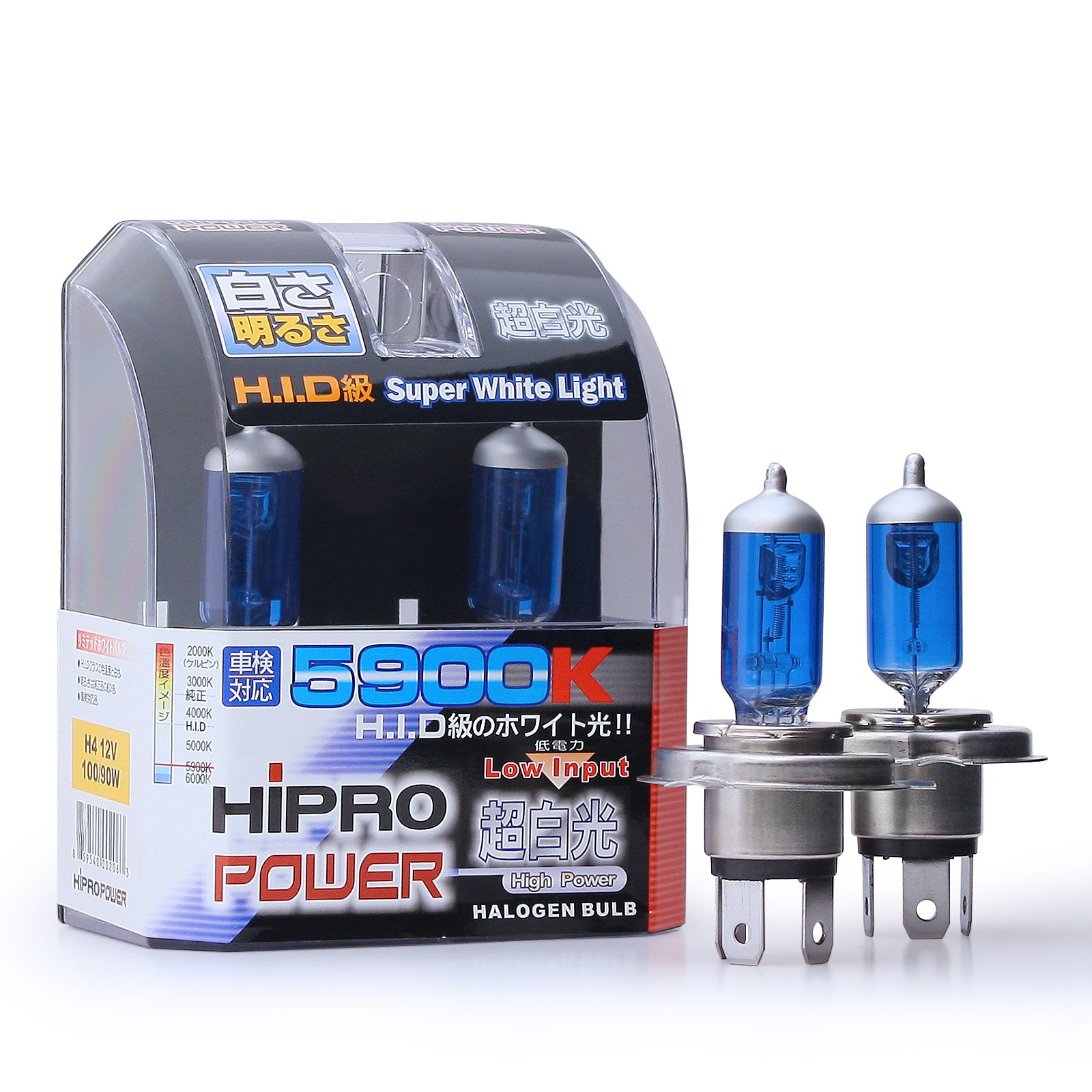 Hipro Power H4 90/100 Watts Super White Xenon HID Headlight Bulb - Low & High Beam
