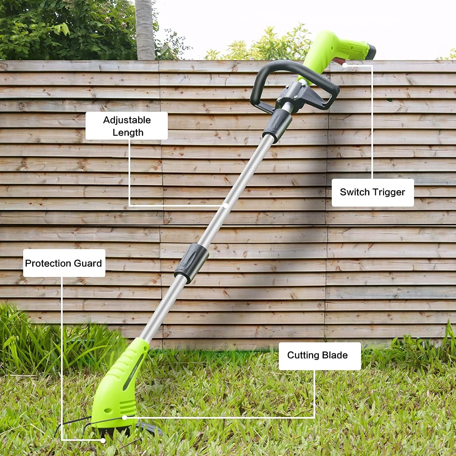 String Trimmer Cordless Weed Wacker: Hongmai 12V Power Grass Trimmer with Battery Powered Lawn Edger Adjustable Handle and Height Electric Mower for Yard and Garden
