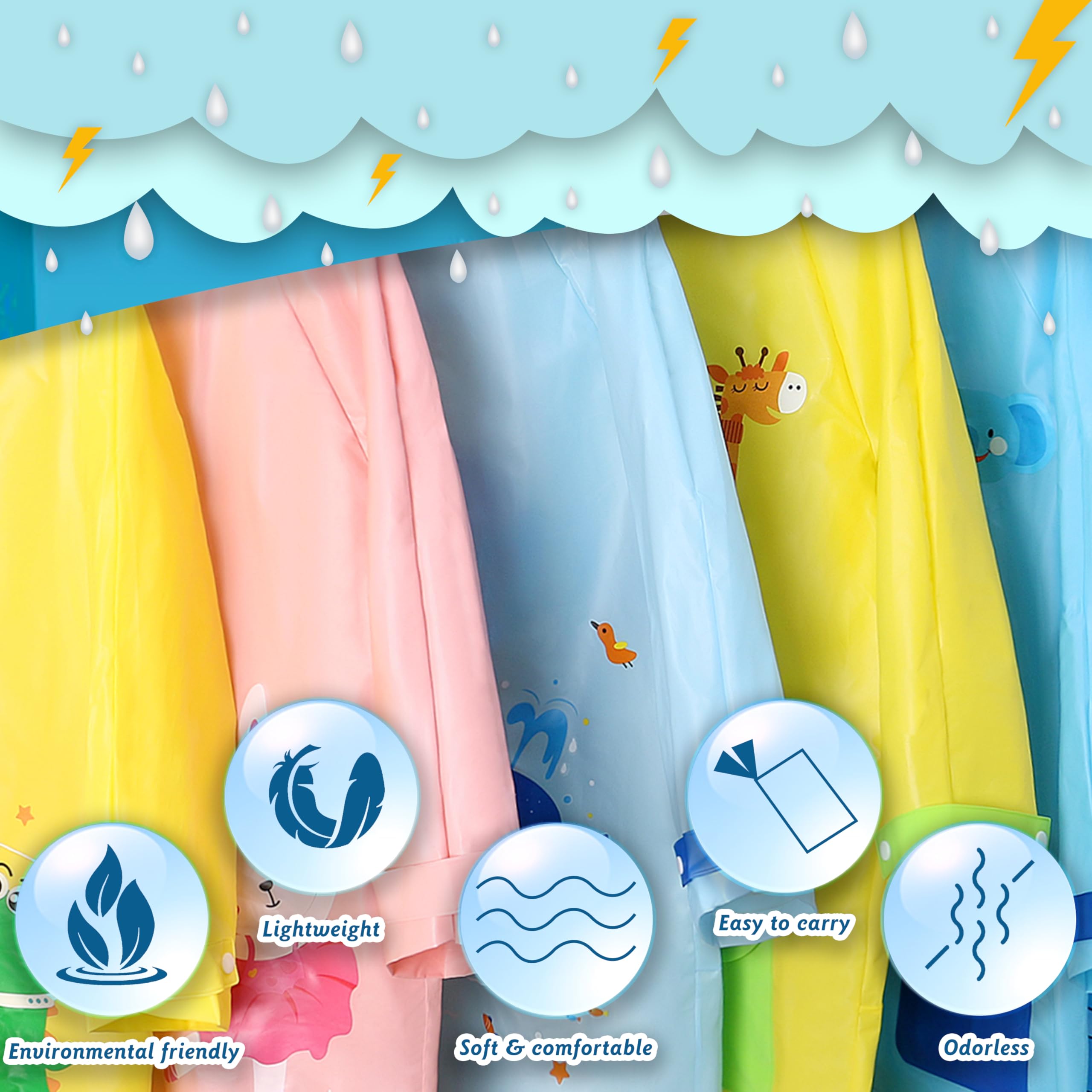 amo nenes Impermeabili per Bambini Ragazzi Ragazze, Leggero Giacca da Pioggia, Riutilizzabile Poncho Antipioggia com Cartone Animato, con Copertura per Lo Zaino, Sportivo, Unisex, 1-12 Anni, S M L XL