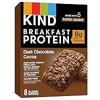 Vista 1 de KIND Breakfast Protein Bars, Dark Chocolate Cocoa, Healthy Snacks, Gluten Free, 8g Protein, 32 Count