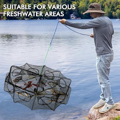 Miniatura 6 de Trampa de carnada para pesca QualyQualy, red de pesca para cangrejos, trampa de pesca para pececillos/cangrejos/camarones/cangrejos de río con