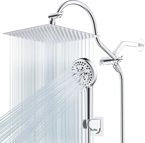 Miniatura 16 de Hibbent All Metal - Combo de Cabezal de Ducha de Lluvia de 10 pulgadas con Doble Filtro, Cabezal de Ducha de Mano de Alta Presión con Brazo de