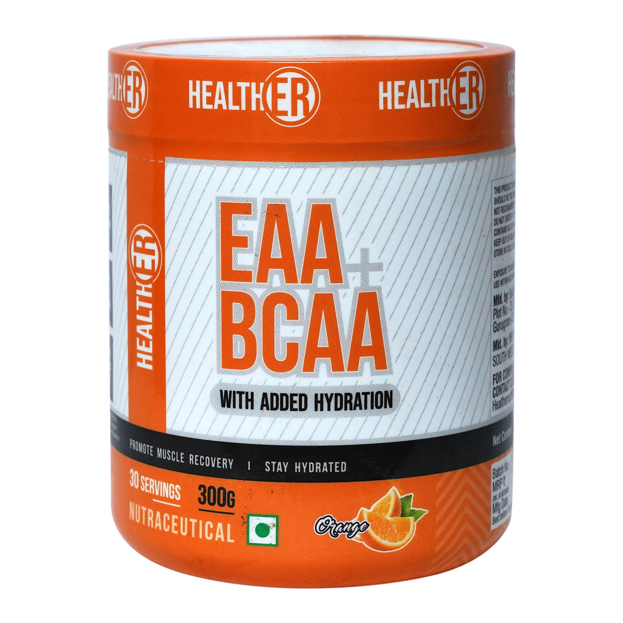 EAA BCAA Supplement with Electrolytes - 8500mg EAA & 6000mg BCAA | Amino Acid Powder for Intra/Post Workout Muscle Recovery with added Hydration - 300g (30 Servings) (Orange)