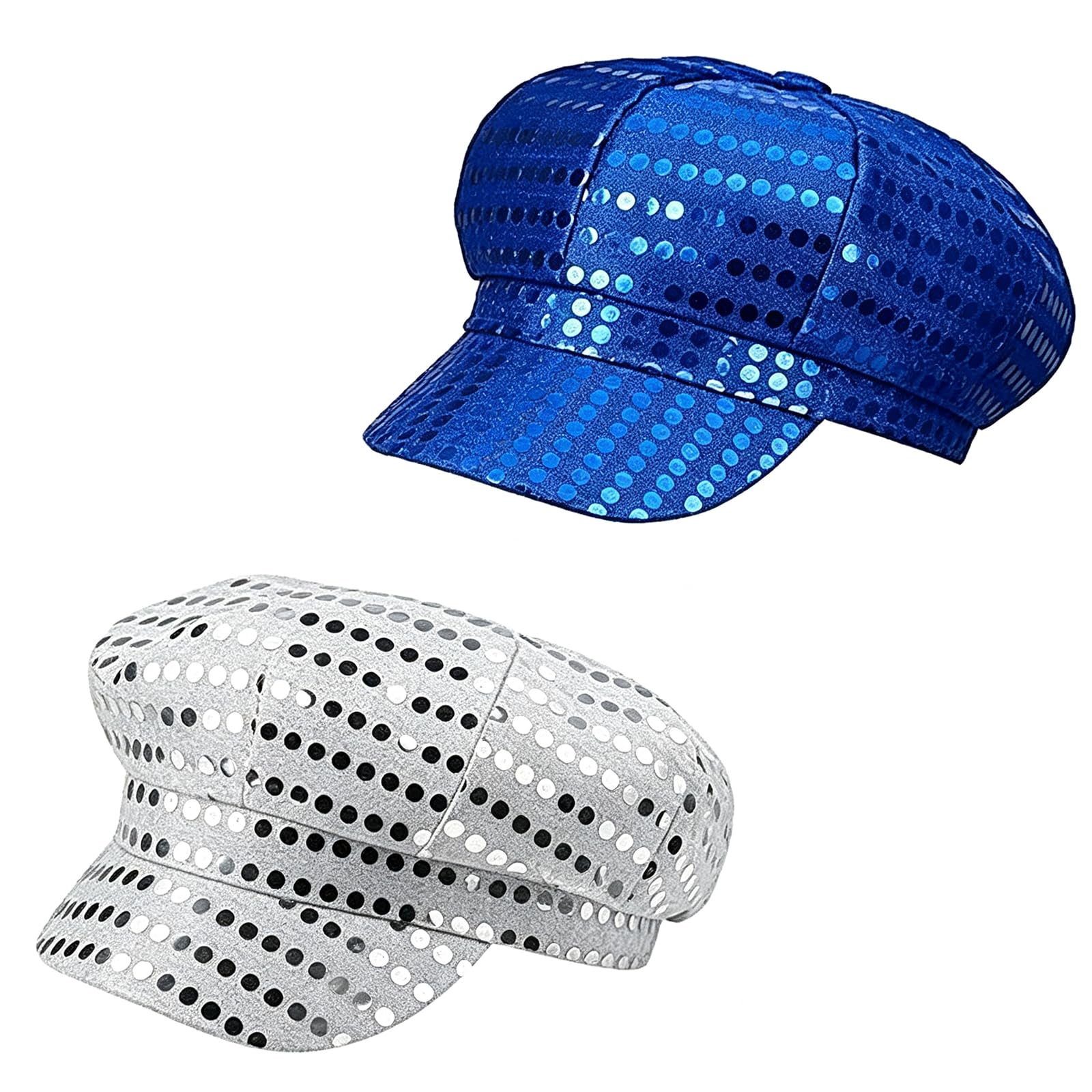 WQorphix 2 Pack Sequin Hat Glitter Hat Cap Abba Hat for Women Girls, 70s Disco Hat Disco Disco Sequin Hat for Adults, Abba Costume Accessories for Women Theme Party Birthday Dance