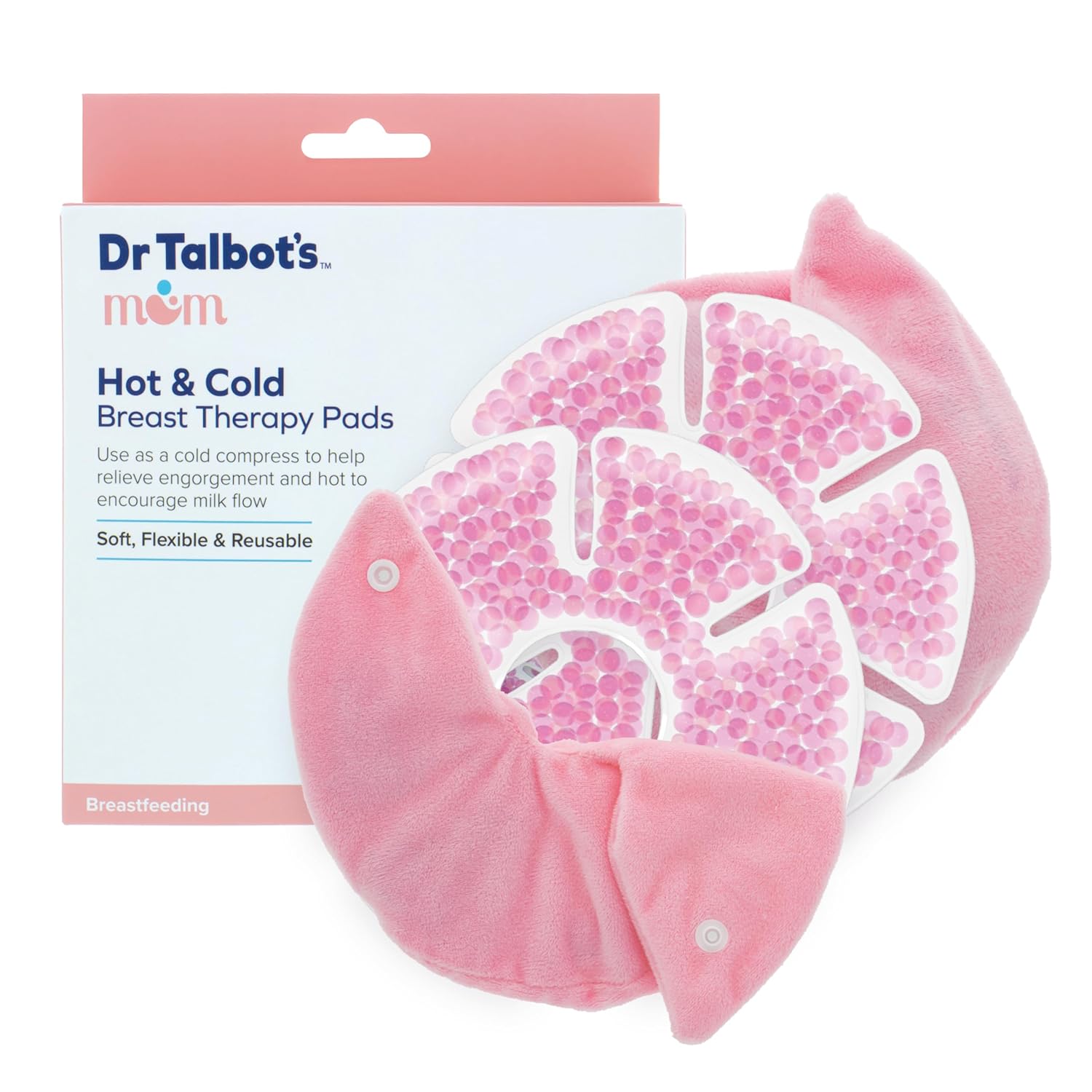 Dr. Talbot’s Mom Hot and Cold Breast Therapy Pads – 2 Count – Reusable Gel Packs with Covers for Engorgement Relief & Milk Flow Support