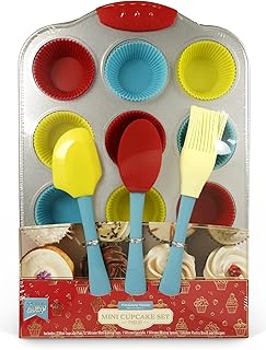 Handstand Kitchen 20-piece Real Mini Cupcake Baking Set with Recipes for Kids