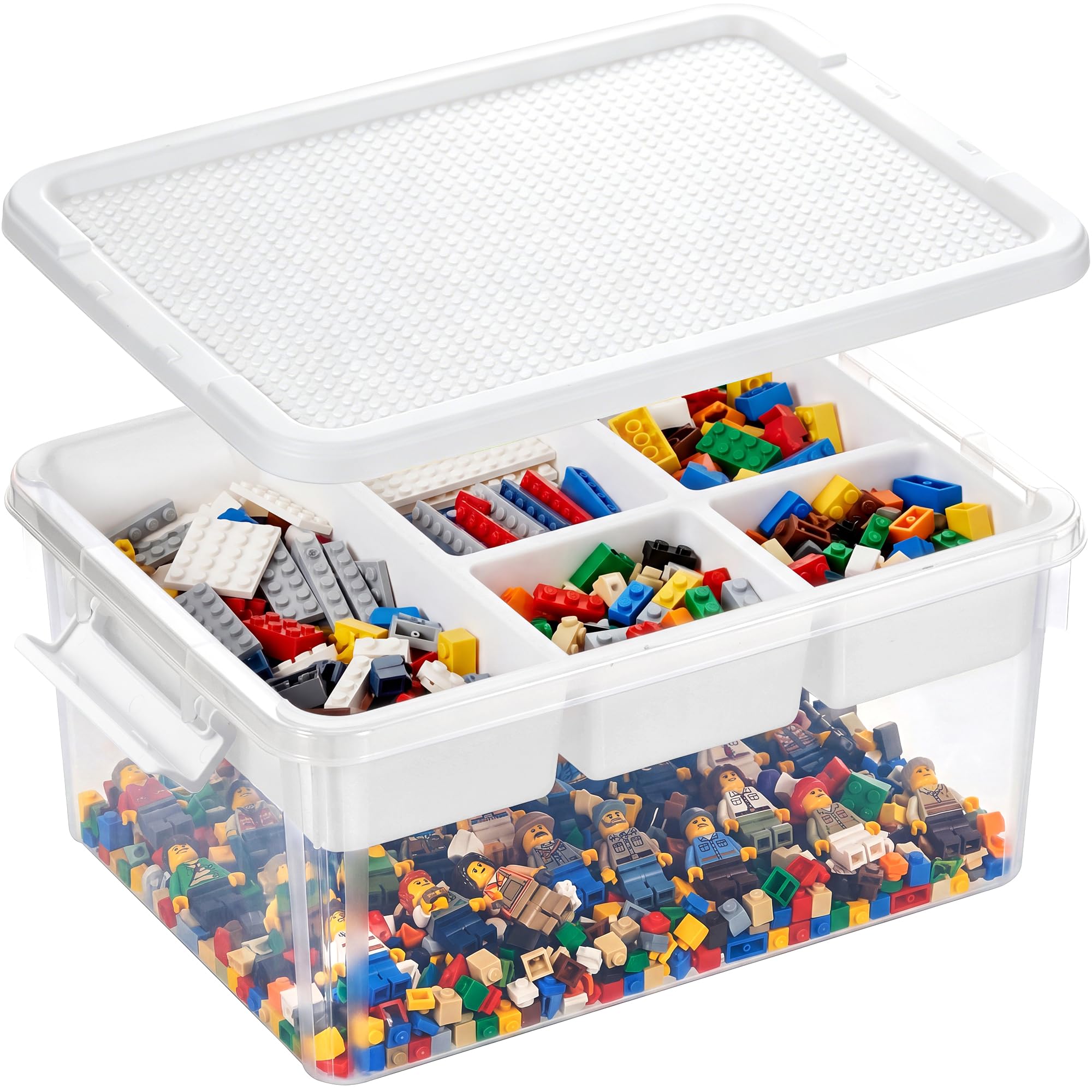 Citylife Boîtes de rangement en plastique de 16 L avec plateau amovible - Grande boîte de rangement en plastique transparent avec couvercle Boîtes de rangement empilables pour organiser