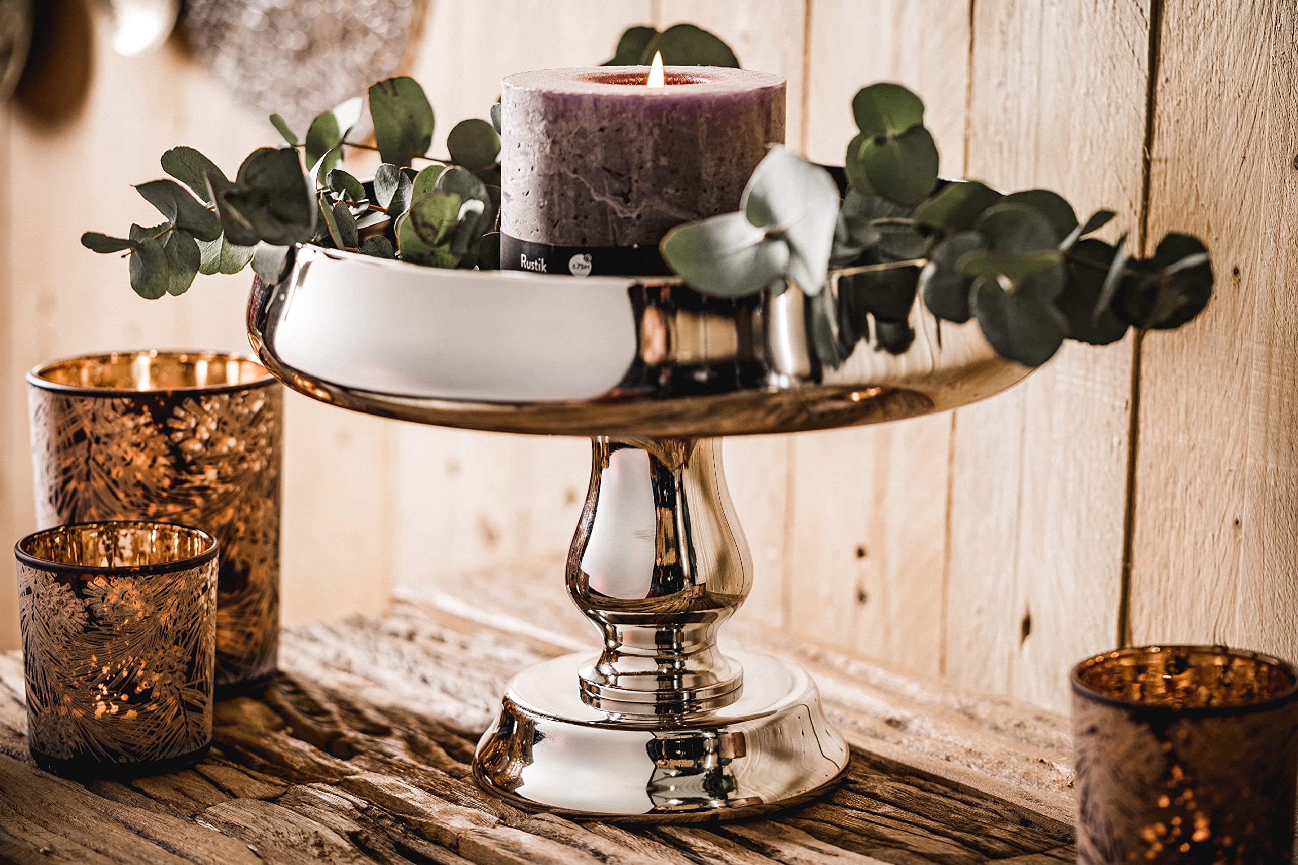 Assiette décorative en aluminium argenté poli de luxe - Plat décoratif moderne en métal - 28 cm
