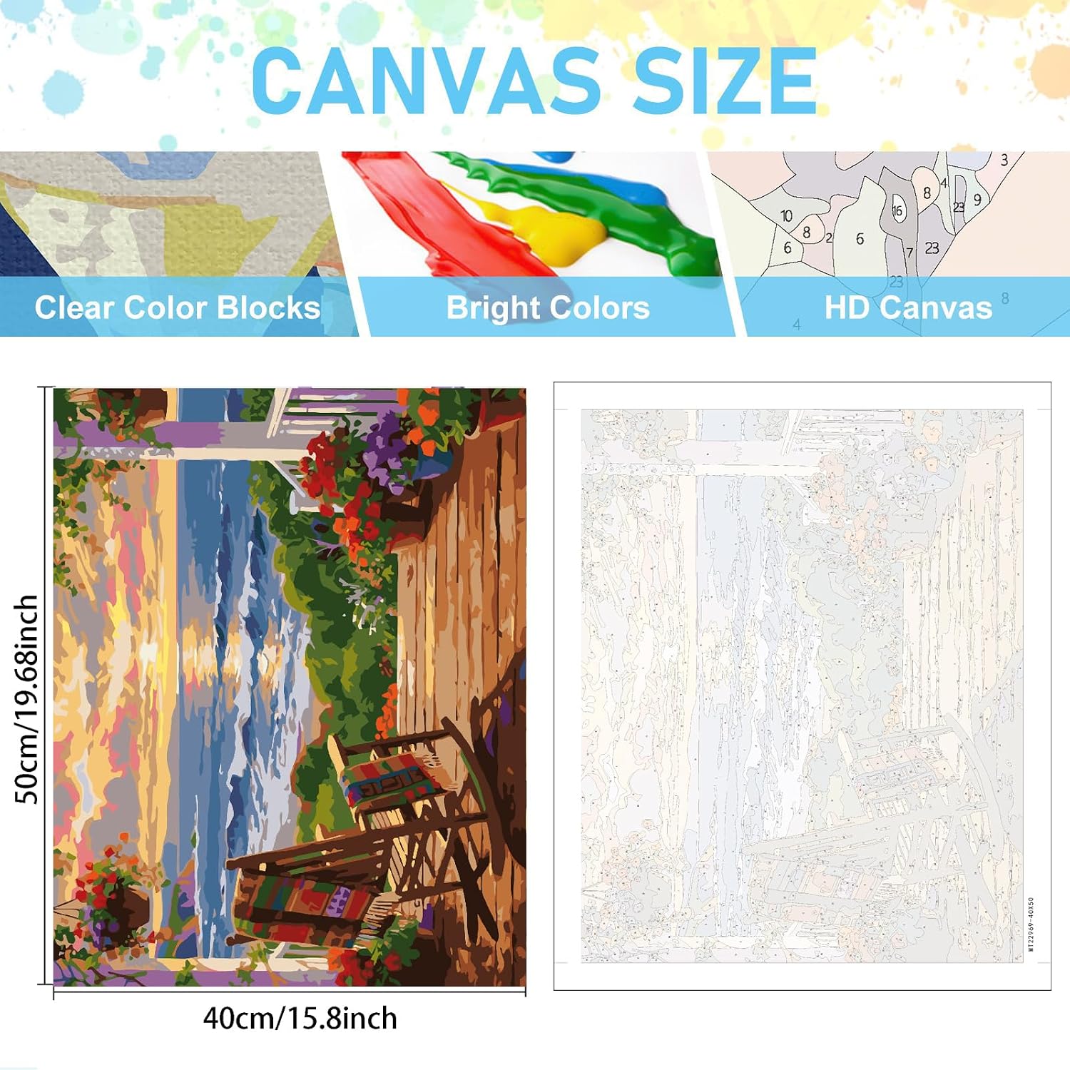 tigdtiu Beach Paint by Numbers Kit for Adults Beginners, Landscape Adult Paint by Number Kits on Canvas, DIY Acrylic Oil Easy Painting by Numbers for Home Wall Decor 16X20 inch