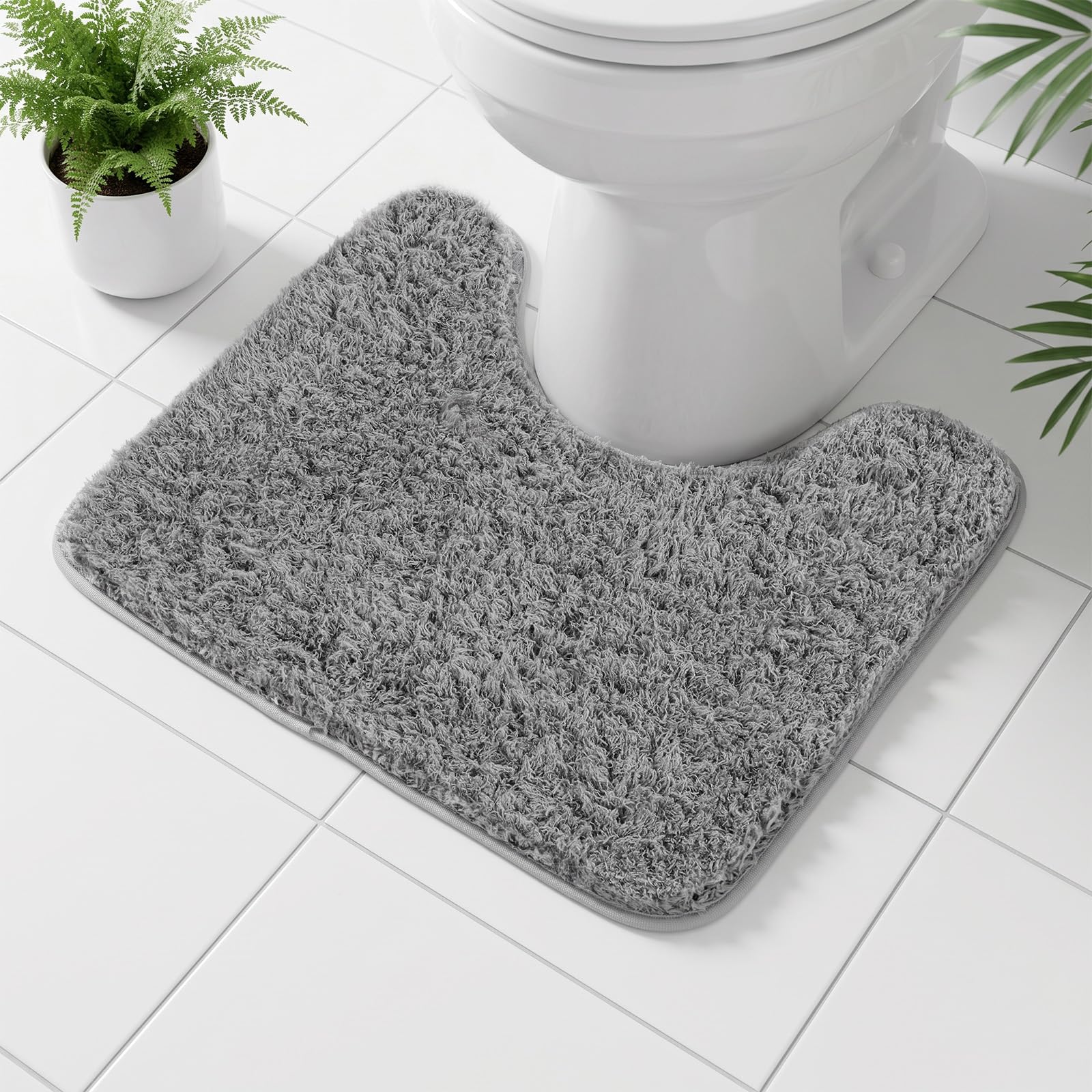 AOOWU Absorbent Toilet Mat, 40x50 cm U-shape Non Slip Dry Bath Mat
