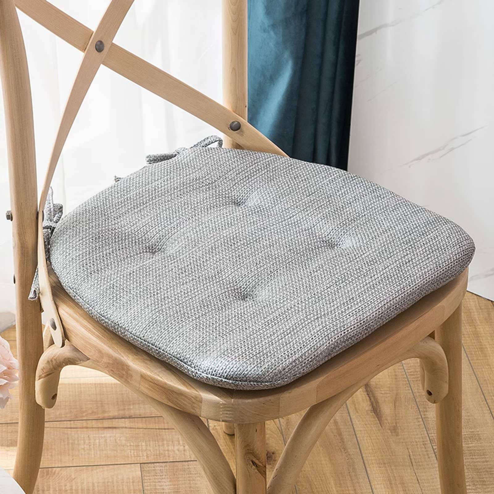 ZIBENE Galette De Chaise Salle à Manger Lot De 6, Coussin De Chaise Avec Attache Par 6, Coussins De Chaise D'IntéRieur AntidéRapant, 3cm D'éPaisseur Coussin De SièGe Anti-DéFormation, Blanc