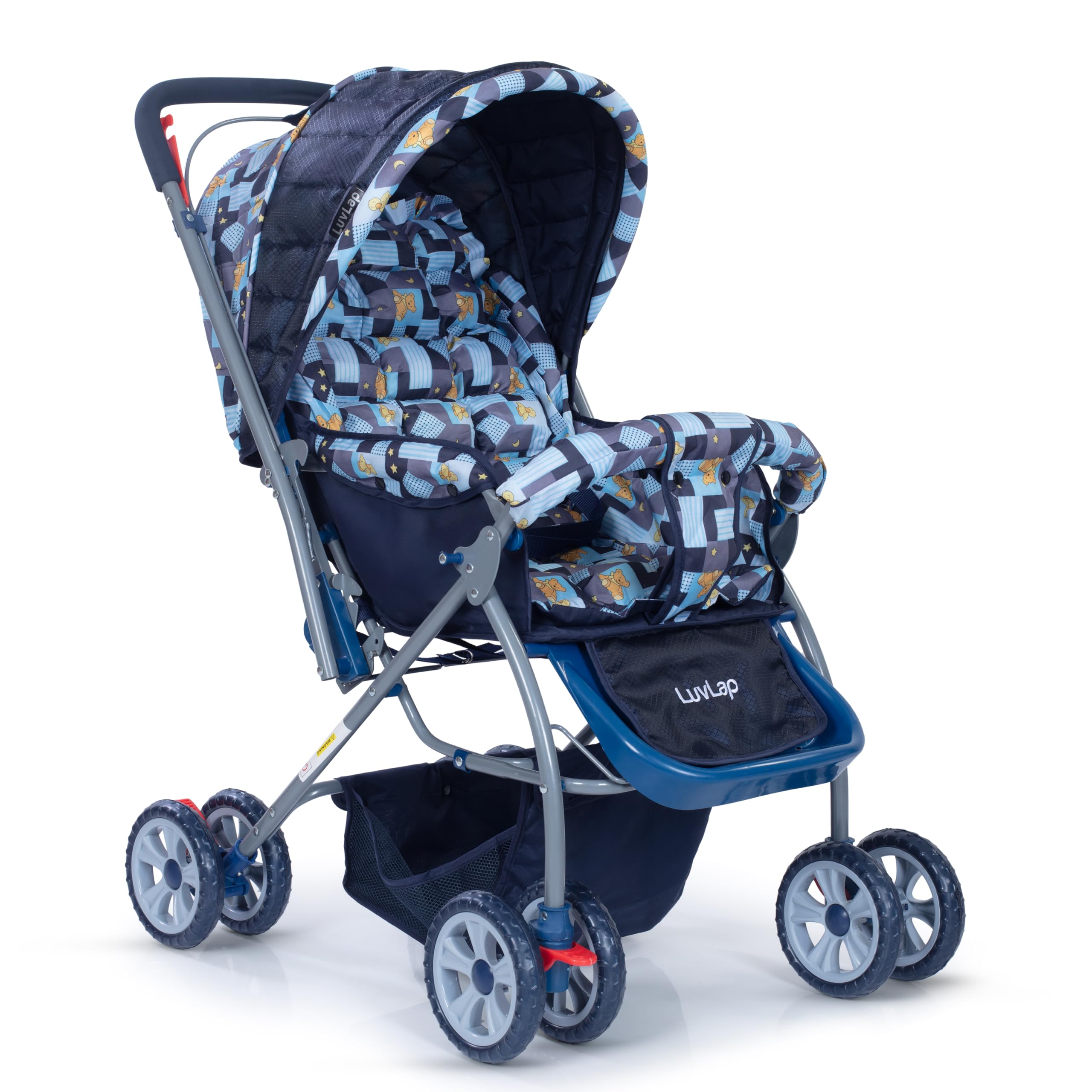 Sponsored Ad - LuvLap Starshine Baby Stroller/Pram for 0 to 3 Years, New Born/Toddler/Kid, Lightweight,Adjustable backrest, 360° Swivel Wheel, Large Storage Basket, Reversible Handlebar (Blue)