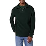 Mens Quarter-Zip Rib-Knit Relaxed-Fit Sweater