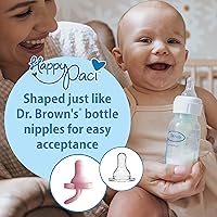 Vista 3 de Dr. Brown's HappyPaci 100% Silicone Baby Pacifier, Contoured One-Piece Design, Light Pink/Pink/White - Value Pack, 0-6m, BPA-Free, 6-Pack Rosa