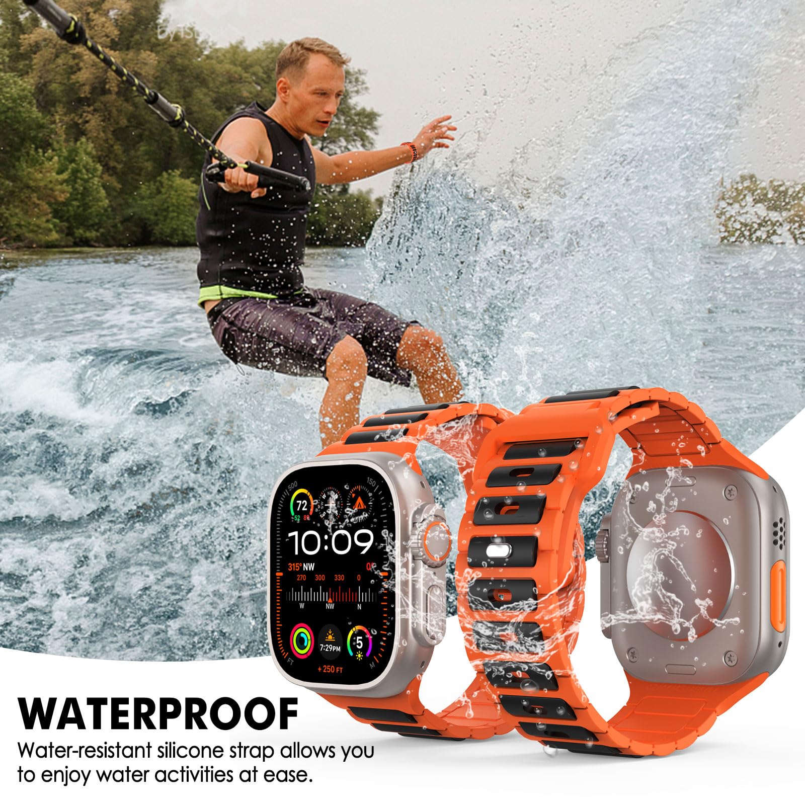 MoKo Cinturino Compatibile con Apple Watch Ultra 2 49mm 46mm 45mm 44mm 42mm per Uomo Donna, Cinturino di Ricambio Sportivi in Silicone per iWatch Apple Watch Serie 10 9 8 7 6 5 SE Ultra 2