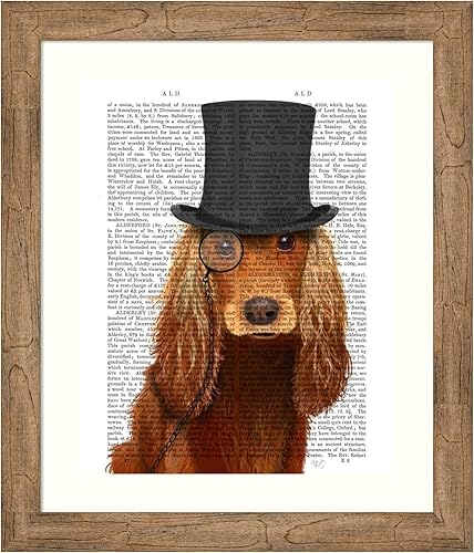 Miniatura 11 de Amanti Art Fab Funky - Impresión artística para pared con marco de madera, diseño de Cocker Spaniel formal Sabueso y sombrero (21.12 pulgadas de