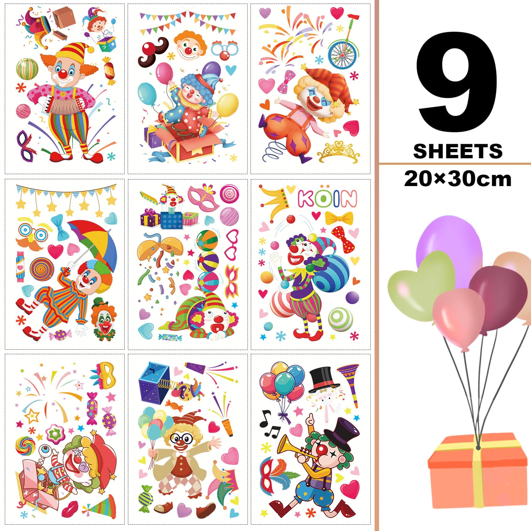 Graz Design – 9 Adesivi Per Finestra Carnevale Statici E Riutilizzabili, 20x30 Cm, Decorazione Su Due Lati Per Festa E Circo