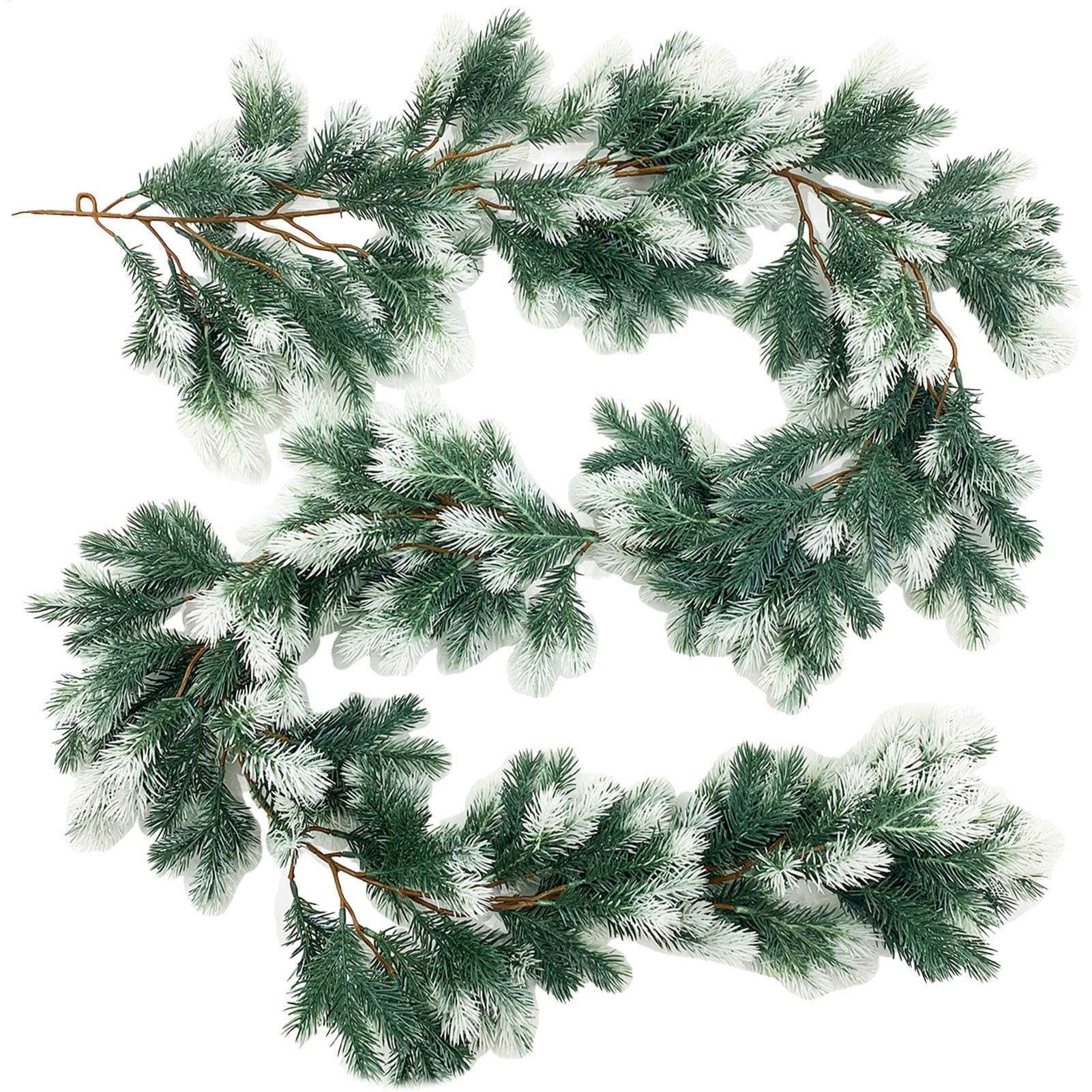 Guirlande de Noël artificielle en aiguilles de pin synthétique verte pour manteau de cheminée