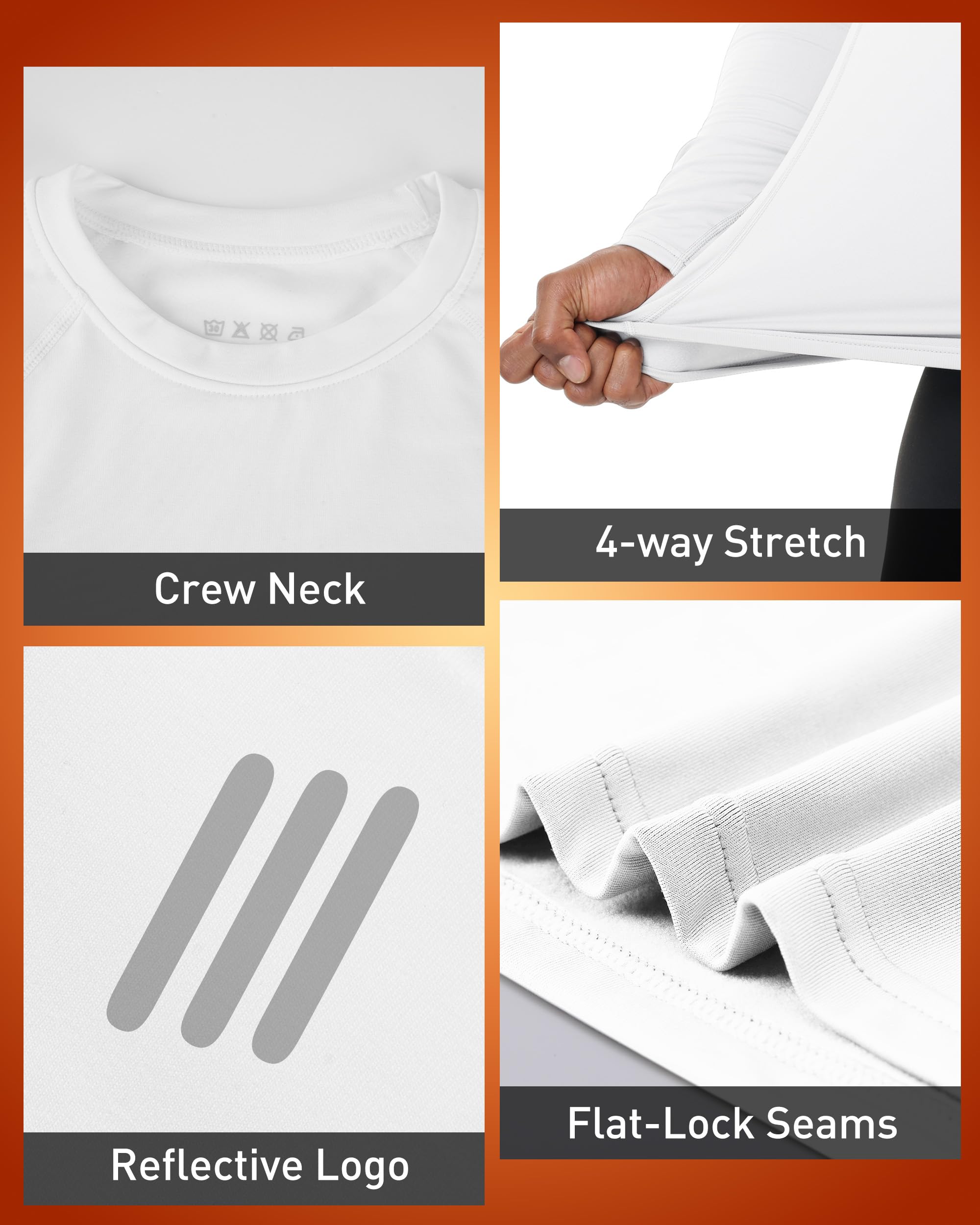Maglia termica a compressione da uomo, a maniche lunghe, foderata in pile, per il freddo