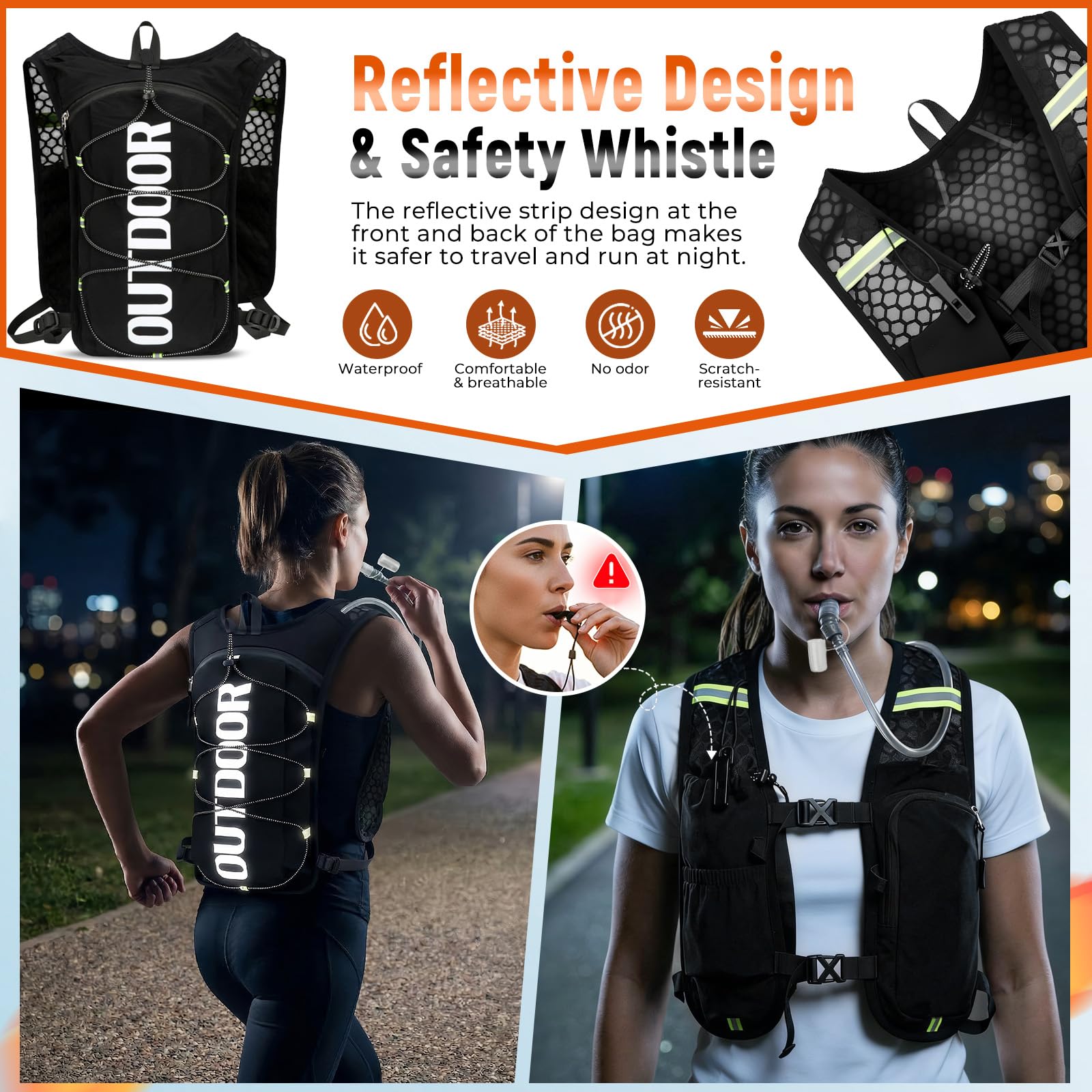 Gilet da Corsa per Uomo e Donna, Zaino Trail Running con 1.5L Sacca Idrica 500ml Borraccie Morbide, Zaino Idratazione Regolabile, Zaino da Corsa per Escursionismo Sentieri Maratone Ciclismo