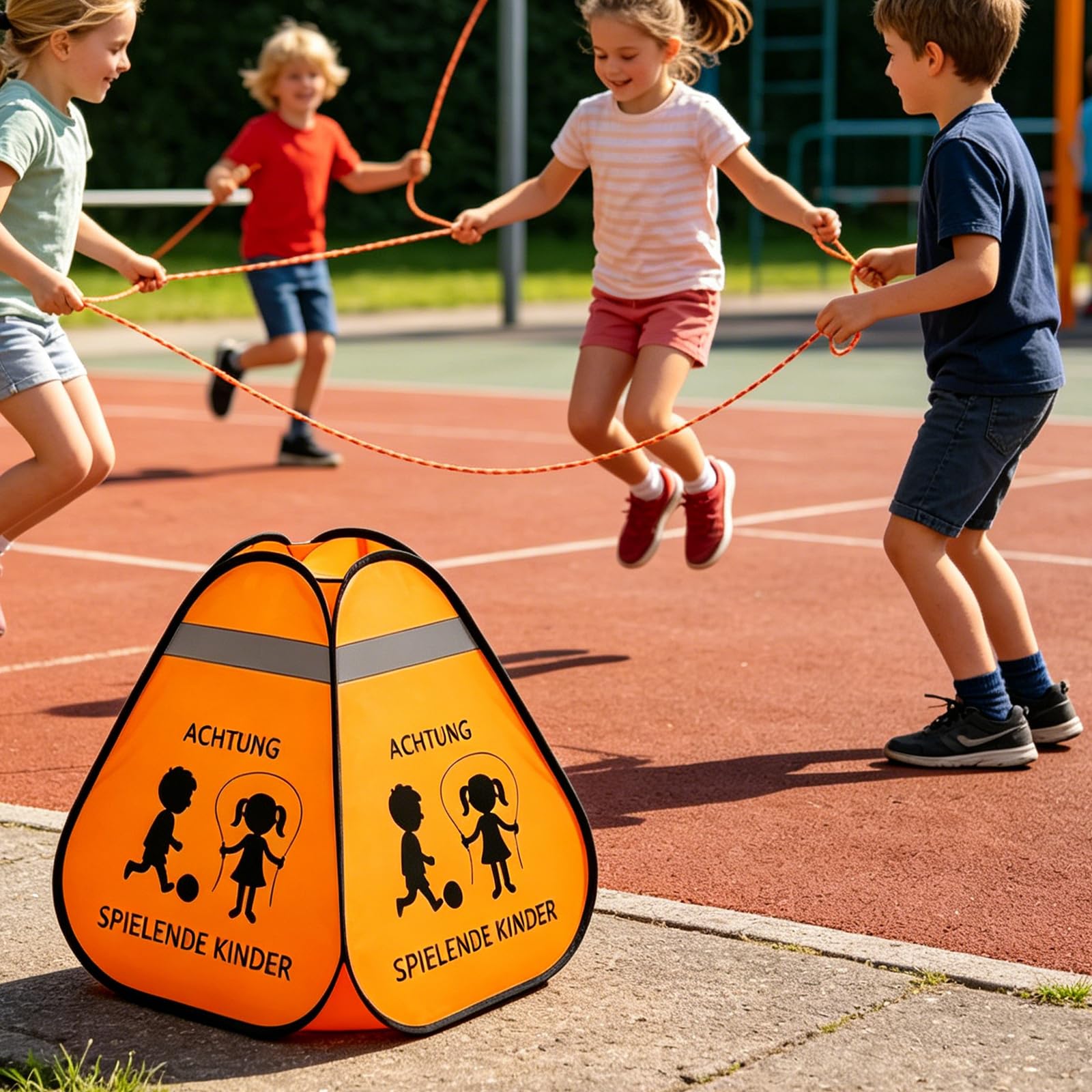 2 Stück Straßenwarnschild Achtung, Achtung Spielende Kinder, Schild Spielende Pop Up, Straßenwarnschild Kinder Schild, Faltbar Verkehrswarnschilder für Außeneinsatz(Orange)