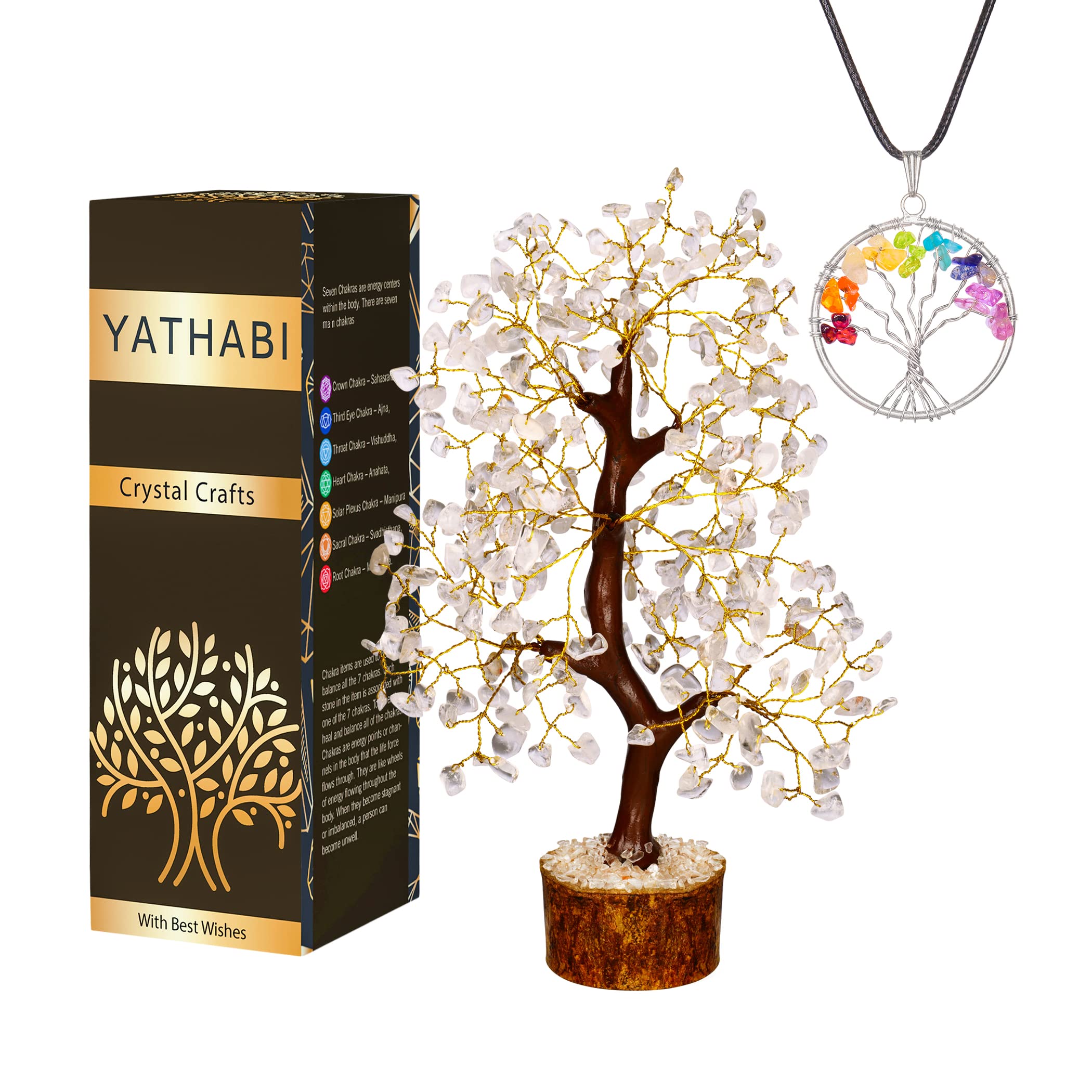 YATHABI Clear Quartz Crystal, Healing Crystal Tree, Stones and Crystals, Quartz Crystal, Spiritual Gifts for Women