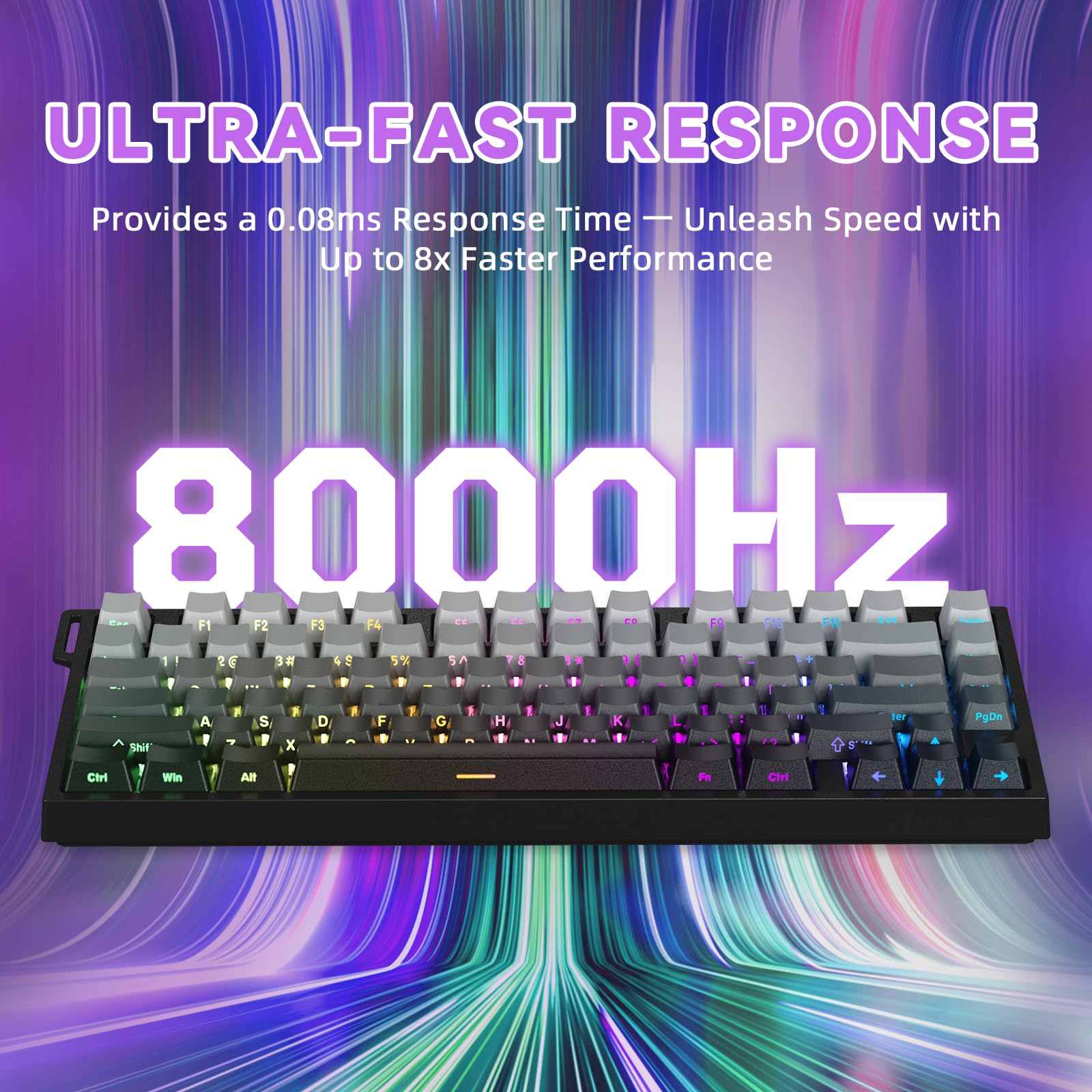 ATTACK SHARK Klawiatura Rapid Trigger R82 HE 8000 Hz, dokładność 0,005 mm RT, przewodowa klawiatura RGB 75% do gier z przełącznikami magnetycznymi, regulowane uruchamianie, Snap Tap, do PC/Mac, noc