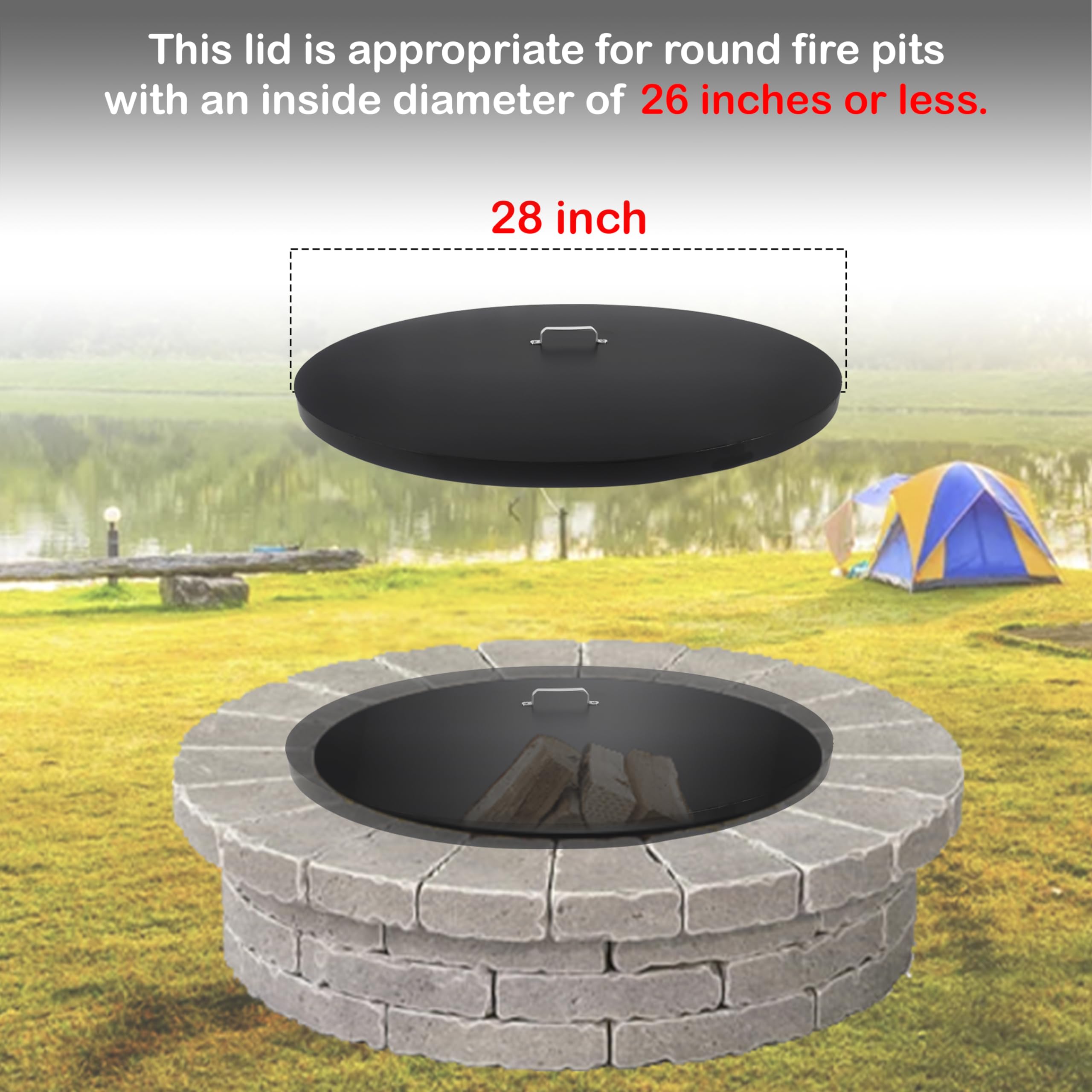 Fire Line Lid FEBTECH - Fire Pit Lid Round - Fire Pit Snuffer Lid 28 inch Diameter ...