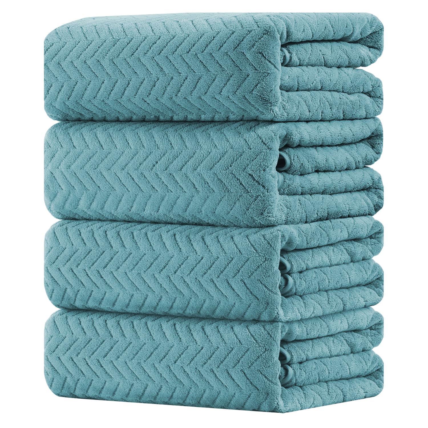 4 Pack Large Bath Towels Set 35"x70" Turquoise Oversized Bath Sheet Chair Towels, 600 GSM Ultra Soft & Absorbent Towels for Bathroom, Quick Dry Towel for Gym Hotel Camp Pool